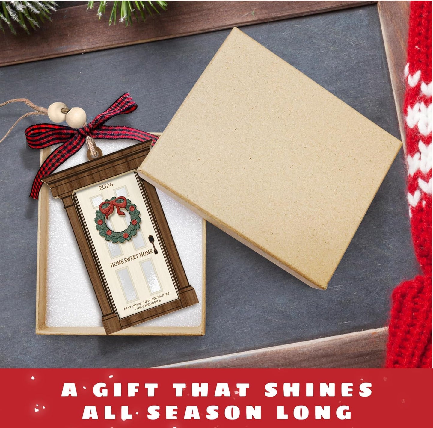 New Home Ornament 2024 - First Home 2024, First Christmas in Our Home 2024 - Housewarming Gifts New Home - Wood & Acrylic 1st Ornament