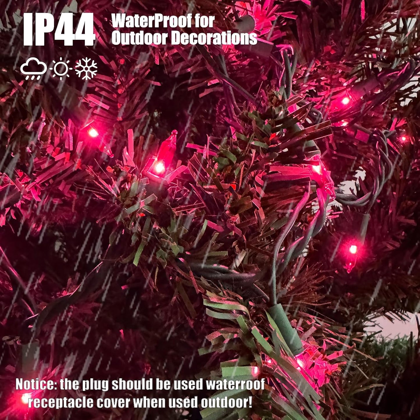 HISHINY Christmas Lights 100 Count Pink Christmas Tree String Lights with Green Wire for Outdoor Indoor Christmas Decorations Wedding Decorations Valentines Day Decor,UL Certified (21feet)