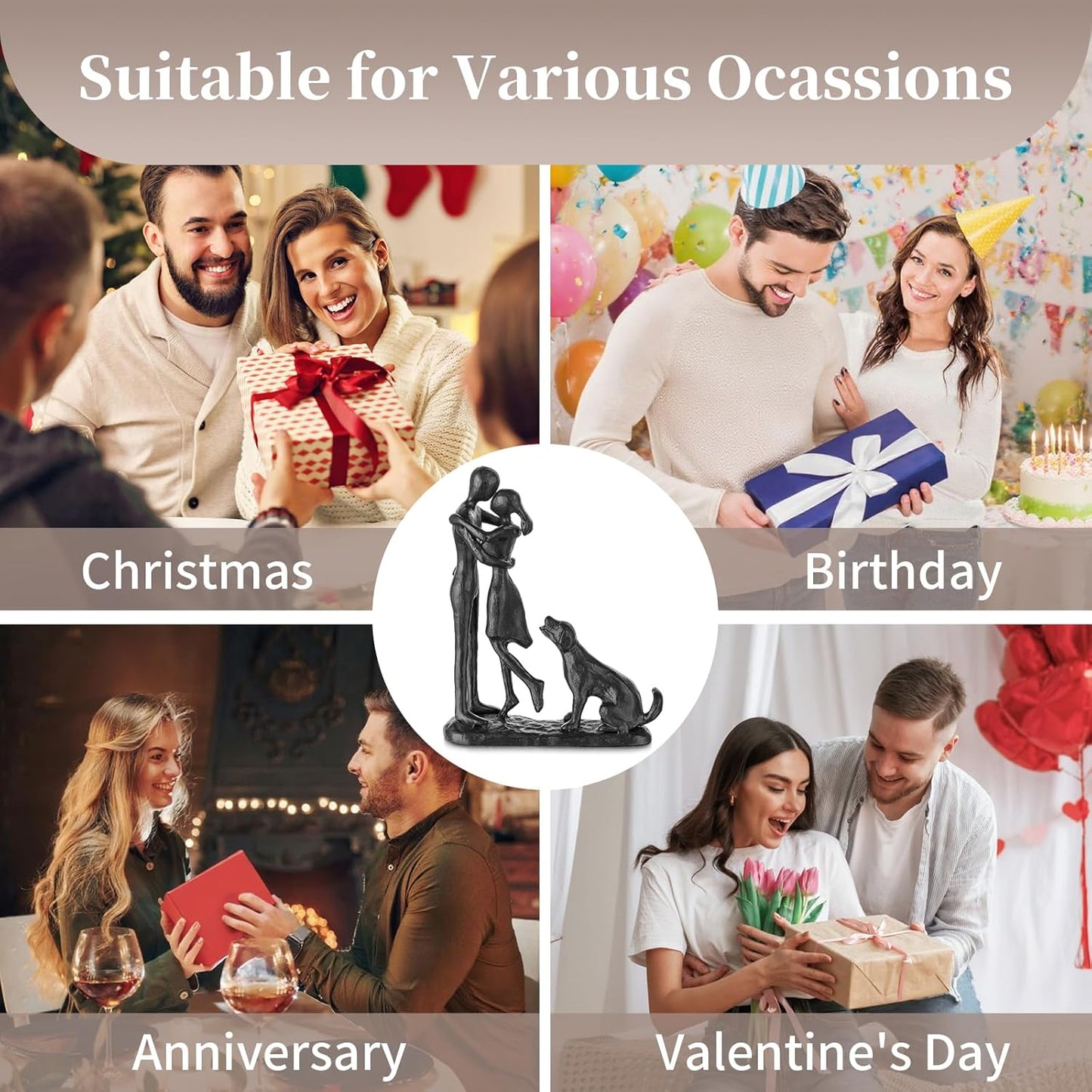 Sziqiqi Anniversary Iron Gifts for Her - Couple Love Sculpture Anniversary Iron Gift for Couple Girlfriend Wife Him Black Statue Metal Figurines for Home Decor Wedding Christmas Birthday Gifts