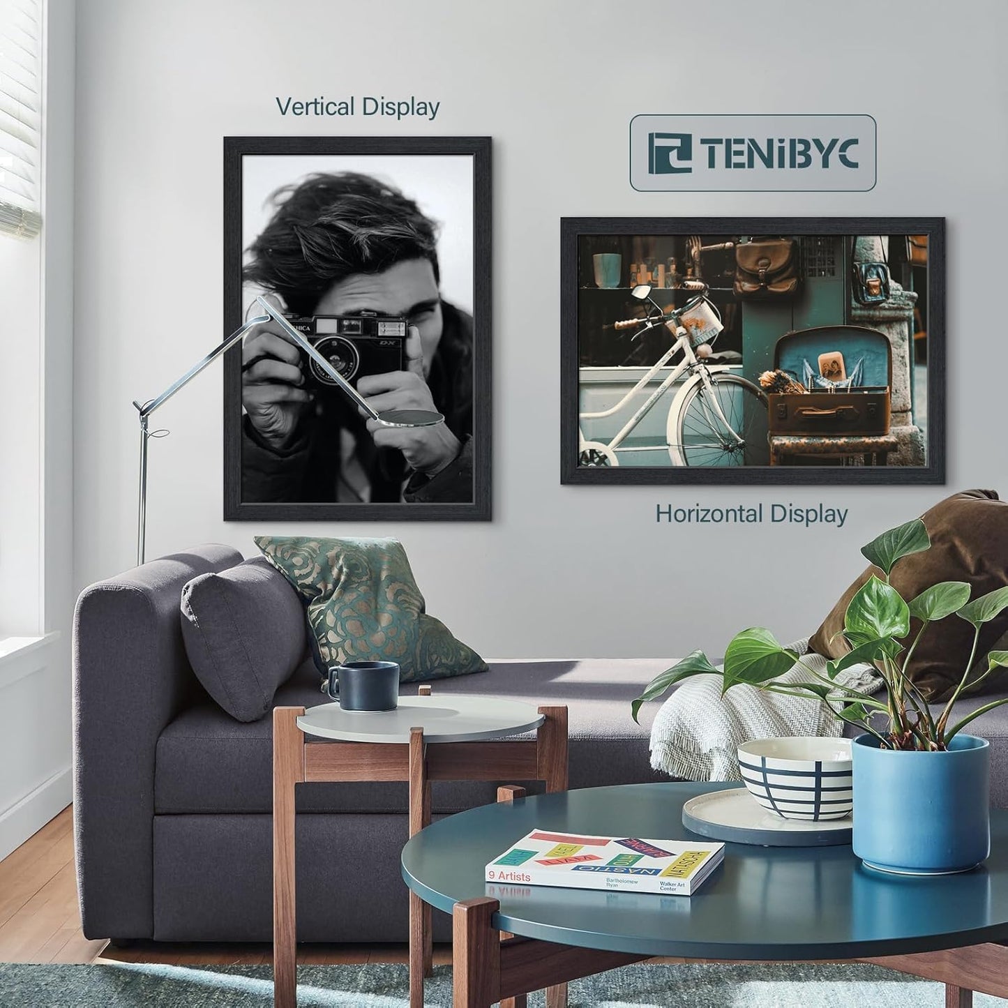 20x28 Picture Frame Set of 3 - Black Woodgrain, Solid Wood Gallery Poster Frame - Wall Hanging