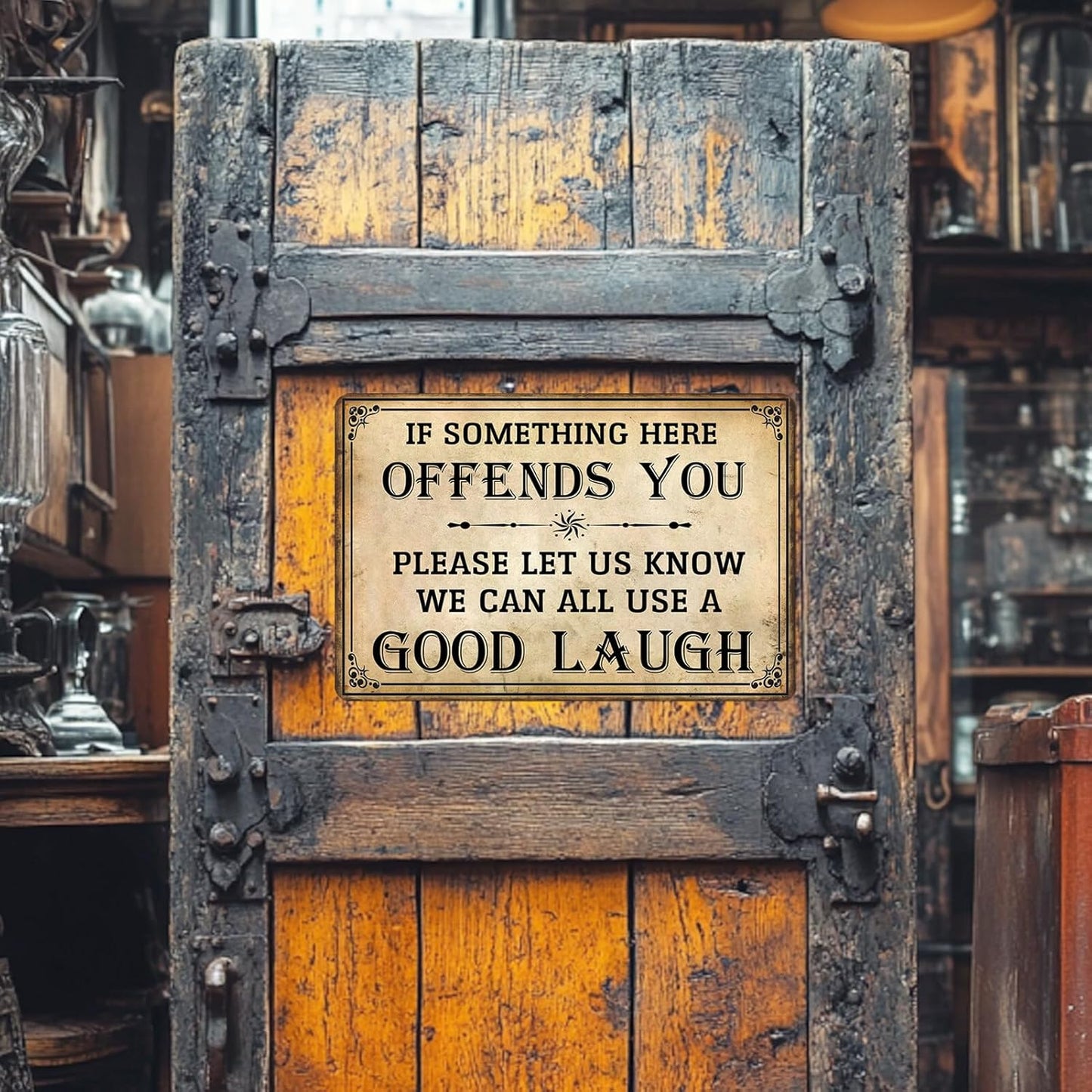 Bar Sign Man Cave Decor - Vintage Garage Metal Tin Signs for Men Funny If Something Here Offends You Poster Wall Art, Sports Bars Outdoor Accessories Decorations 8x12 Inch