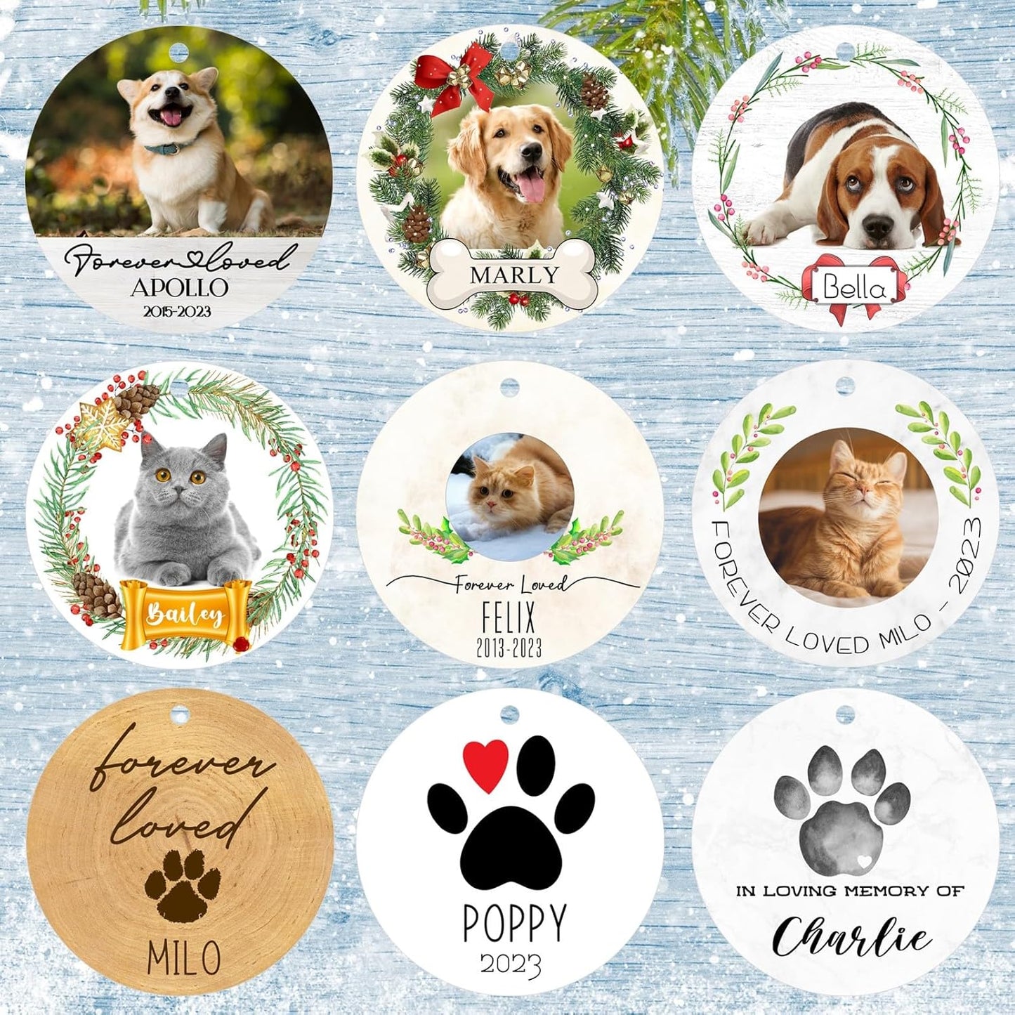 Personalized Christmas Ornaments,Double-Sided Ceramics Picture & Photo Custom Dog Cat Pet Ornament,Dog 1st Ornament 2025,Customized Xmas Ornaments