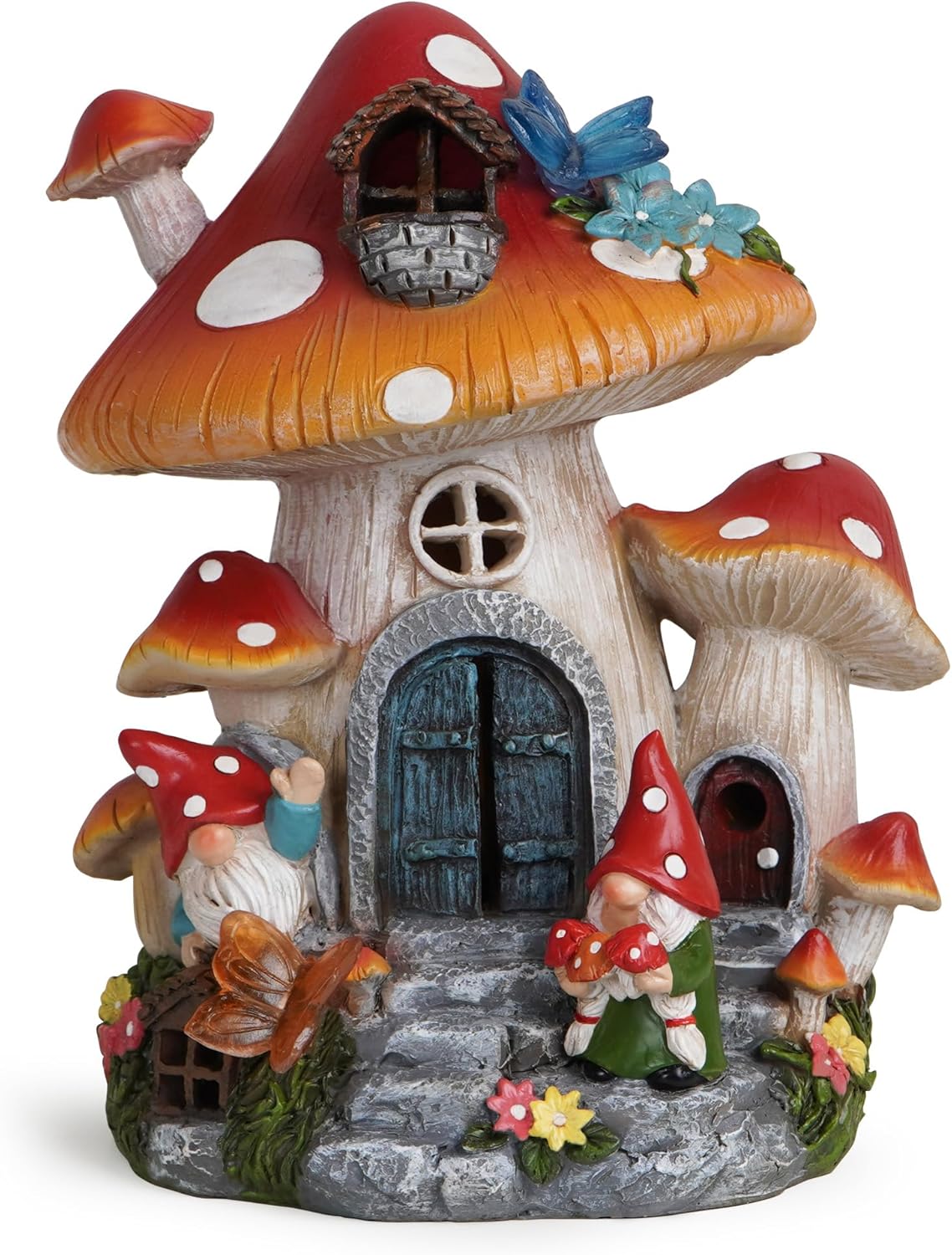 Hodao Spring Garden Mushroom Gnomes Decorations Mushroom House Ornaments Decor for Porch, Garden Yard Spring Lighting House for Outdoor Decor Birthday Gifts for Mom, Grandma,Women