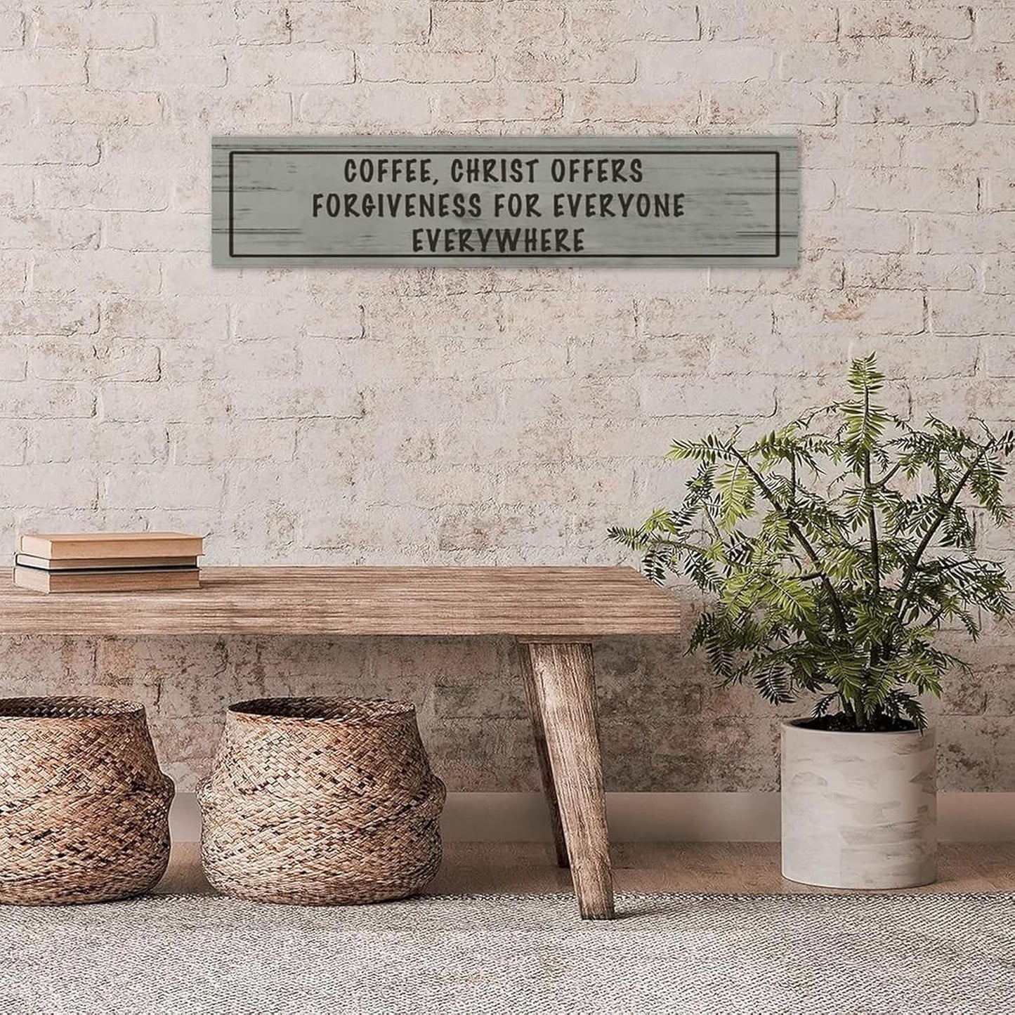Generic Wood Sign Coffee Offers Forgiveness for Everyone Everywhere Rustic Wooden Hanging Sign Home Farmhouse Kitchen Wall Decor 16 x 4 Inch