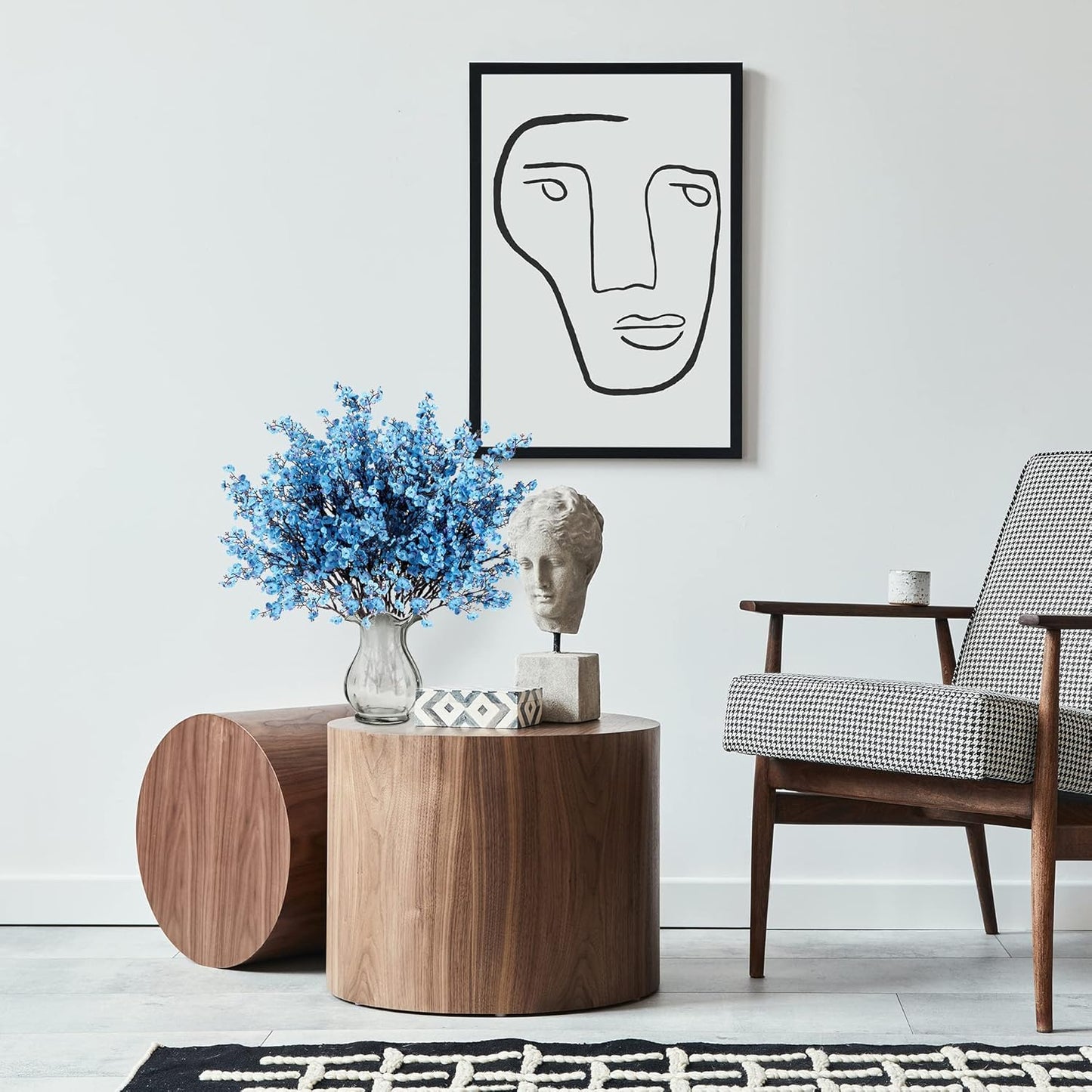 Sggvecsy 10 Pcs Babys Breath Artificial Flowers Gypsophila Bouquets Bulk Real Touch Fake Silk Flowers for Home Wedding DIY Floral Arrangement Kitchen Table Centerpiece Festival Decoration (Blue)