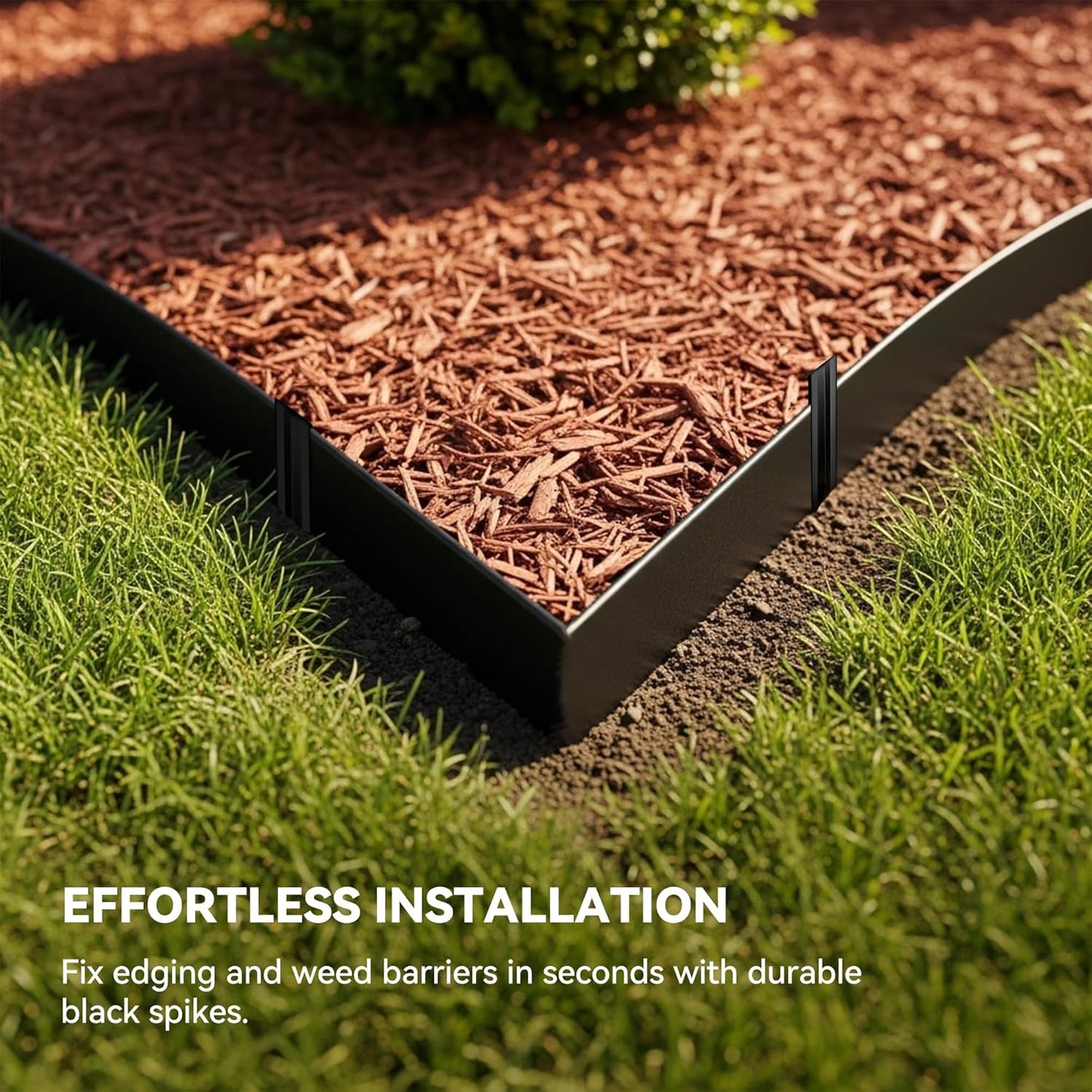 26Pcs Metal Landscape Edging Stakes, 12Inch Galvanized Steel Garden Stakes Top Curved Corrugated Landscaping Anchoring Spikes for Yard, Black