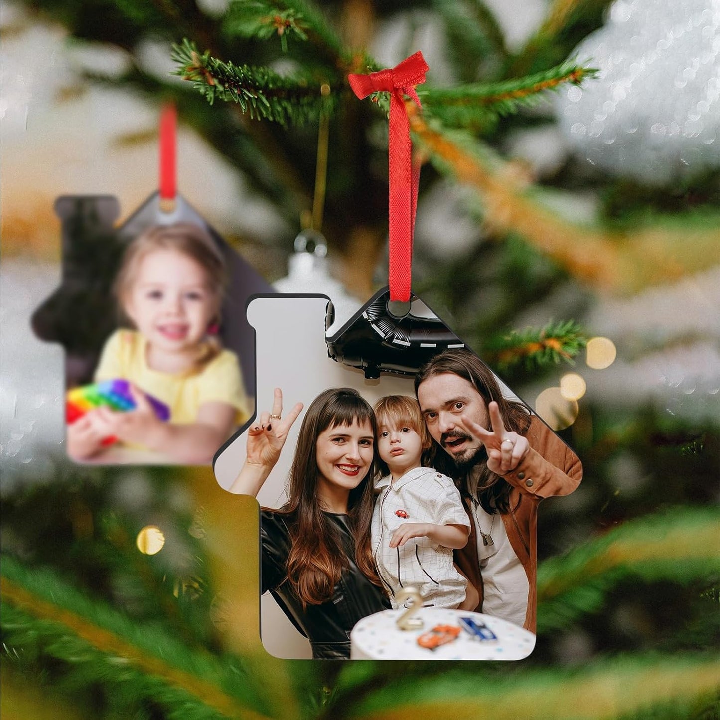 Personalized Christmas Ornaments 2024 Customized with Photo Text Ornament Keepsake Pet First Christmas Ornament Bulk Custom Wooden Xmas Tree Decorations, Wood House