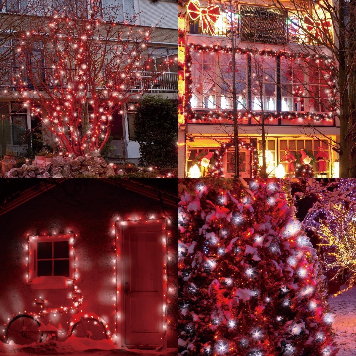 50L String Lights, LED Christmas Lights, 6" SPACING,Green Wire, Red and White