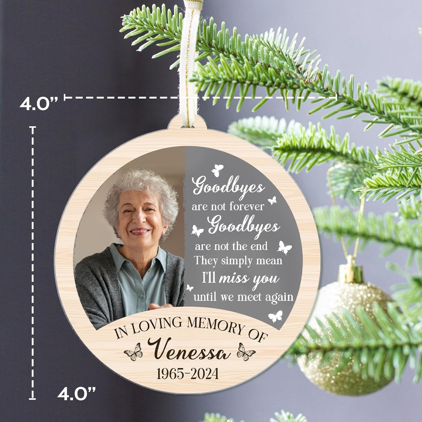 2025 Personalized Memorial Acrylic Ornament - Christmas, Birthday, for Loss of Loved One - Custom Photo, Name, Year in Loving Memory Keepsake Decoration