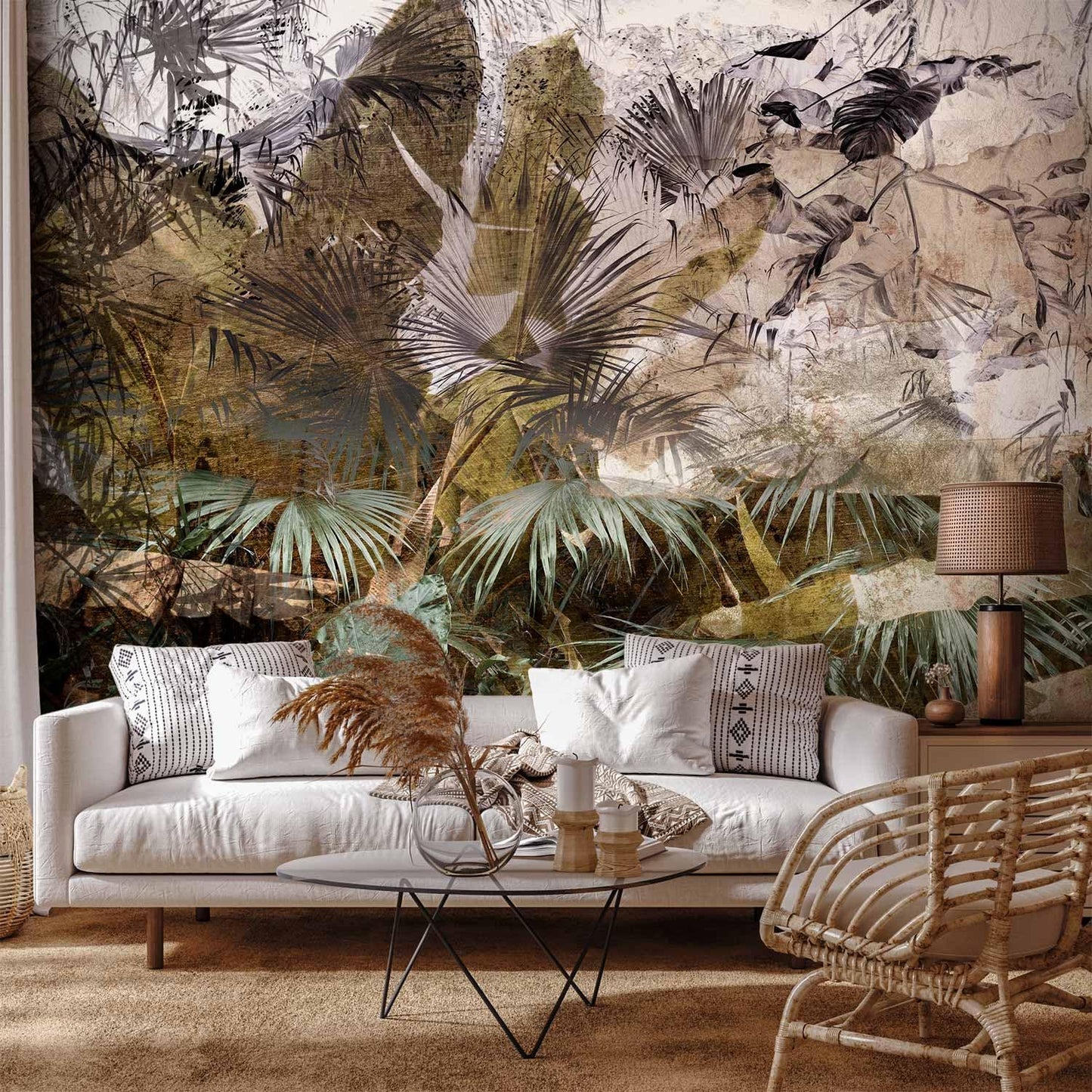 artgeist Wall Mural Tropical Leaves 118x83 in - XXL Non-Woven Wallpaper Fleece Wall Decor Photo Print Picture Image Design Jungle Nature Palm Leaves Like Painted b-C-0789-a-a