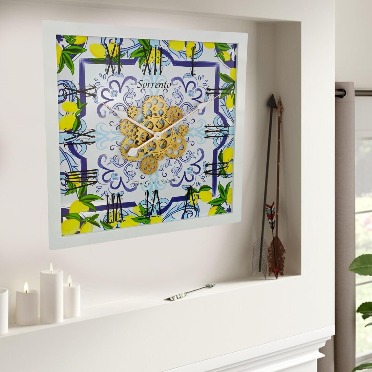 The Gears Clock Wall Clock Italy Collection with Moving Gears (Sorrento, 24 inches (60 cm))