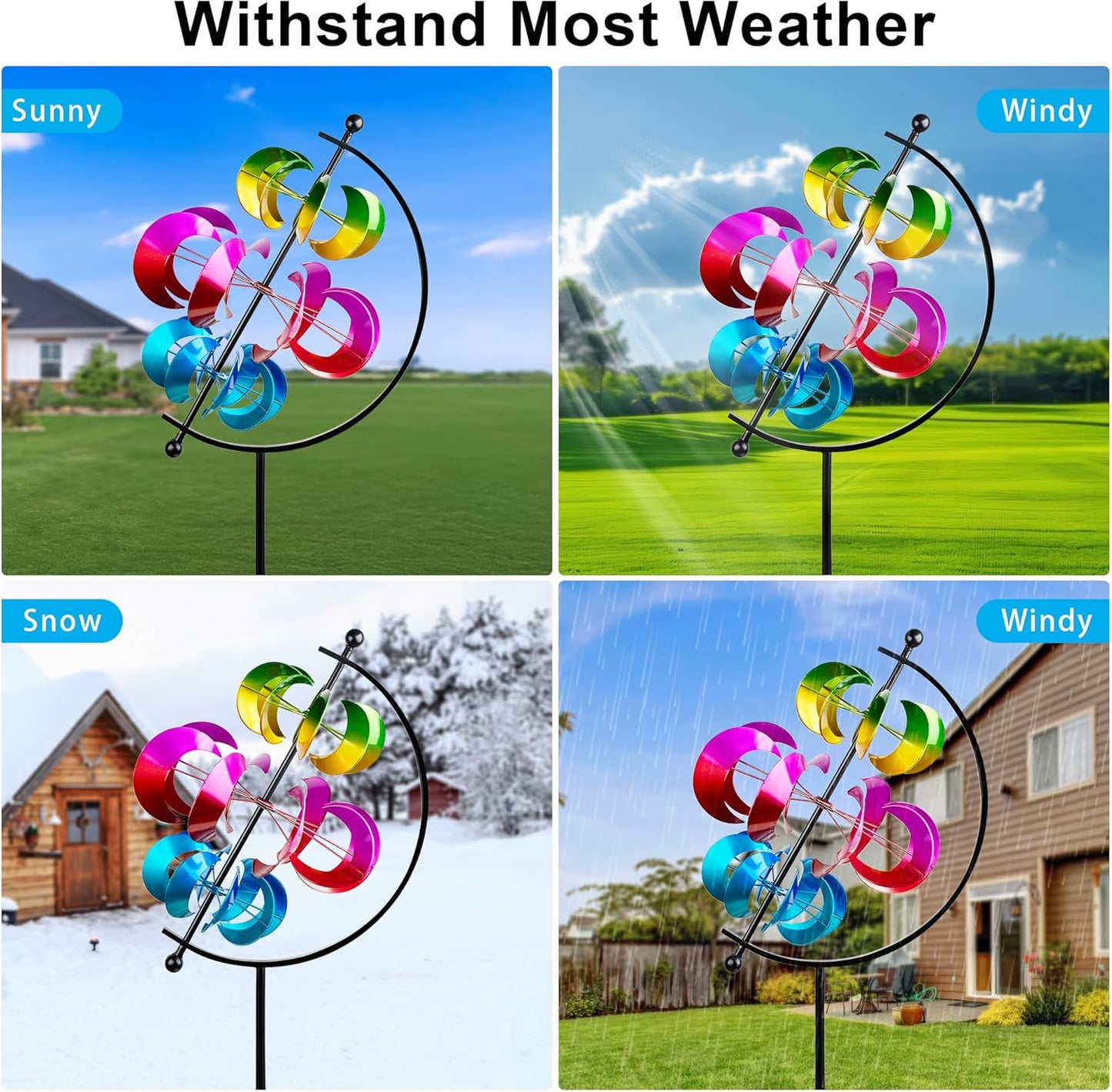 62.9" Large Wind Spinner Outdoor Decor, Garden Art with Metal Stake, Resistant for Yard, Patio and Lawn