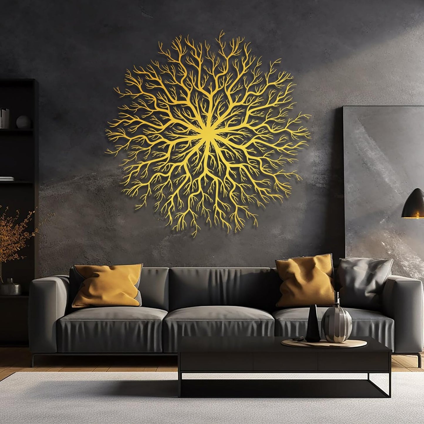 Tree of Life Metal Wall Art, Metal Tree Wall Art, Large Round Sculpture, Round Branch Wall Decor, Large Branch Artwork, Nature Sign, Wall Decor for Living Room, Housewarming Gift (Black, 32"x32"|80x80cm)