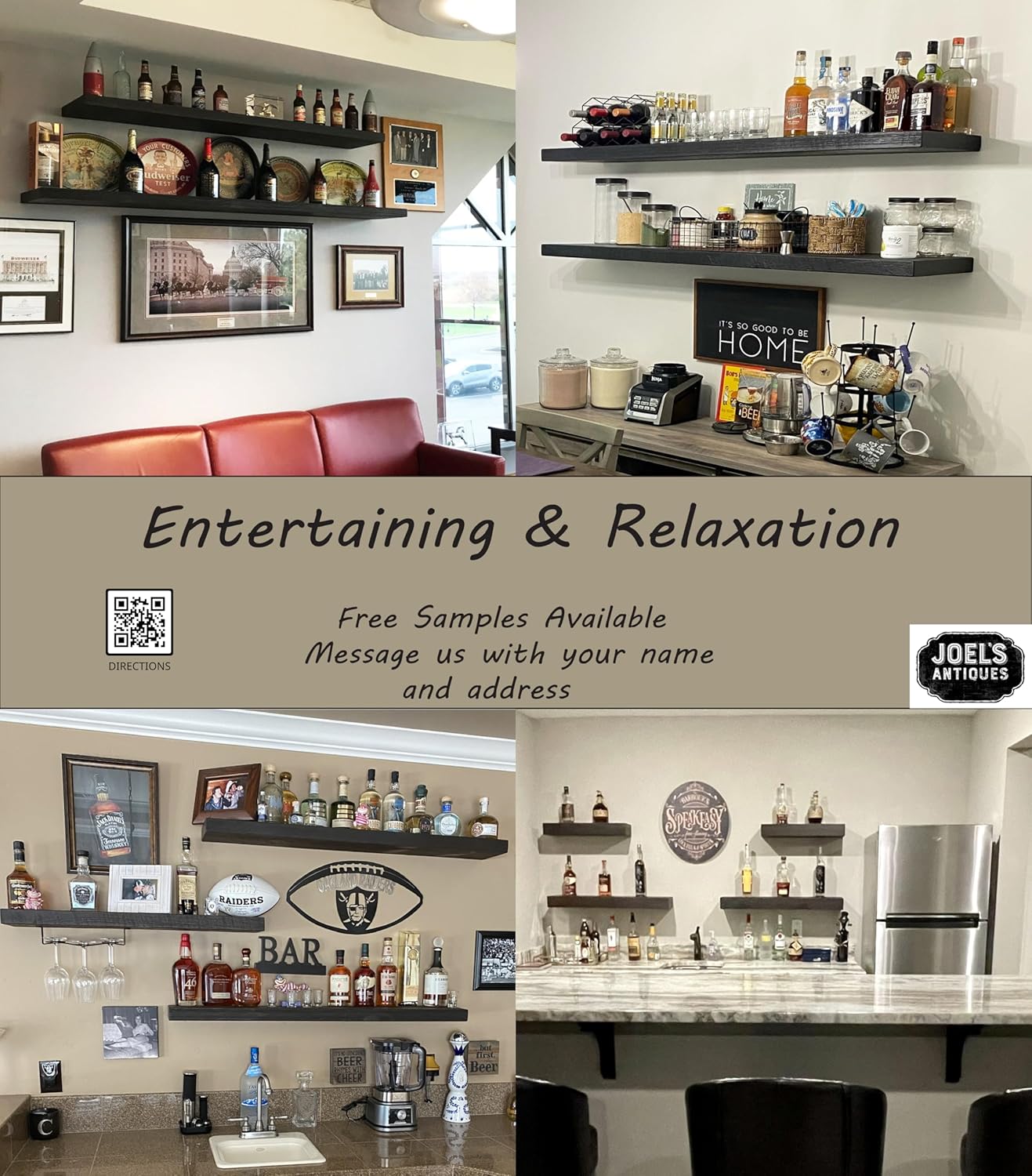 joelsantiques - 60 Inch Wooden Floating Shelves for Wall - 60x12x2 in - Made of Natural Wood - Long Heavy Duty Rustic Wall Shelves for Bedroom - Perfect for Living Room, Kitchen - Beige