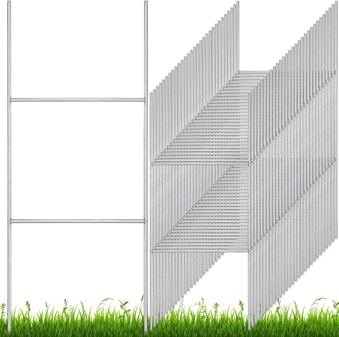 200 Pcs H Stakes for Yard Signs 24'' x 10'' Metal Heavy Duty H Frame Lawn Wire Stakes Weatherproof Metal Sign Holder Bulk for 4mm 5mm Corrugated Signs Board Guidepost Yard House Garden Decor