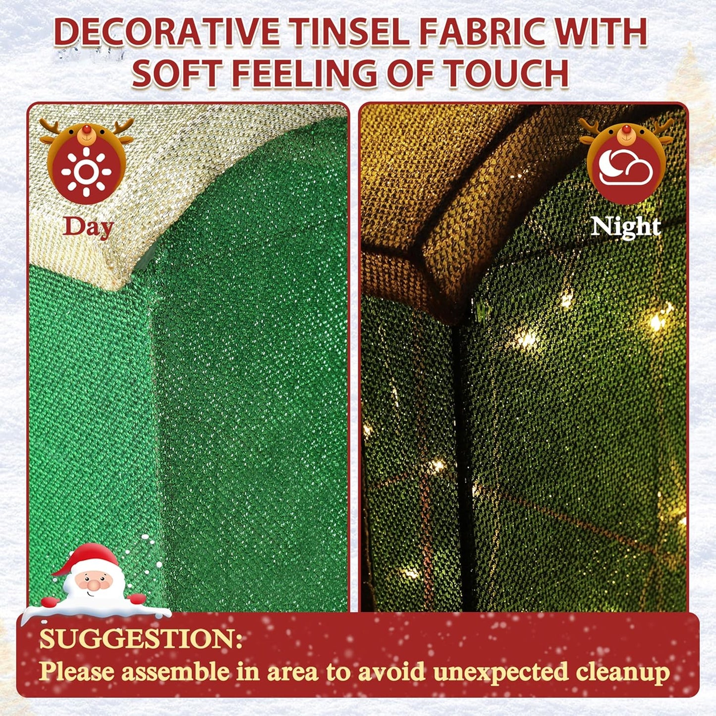 5FT Light-Up Christmas Train Decor with 170 LED Lights, 3D Pre-Lit Train Set with Gift Box and Christmas Tree for Xmas Decoration, Freestanding Glittered Holiday Display for Outdoor, Indoor