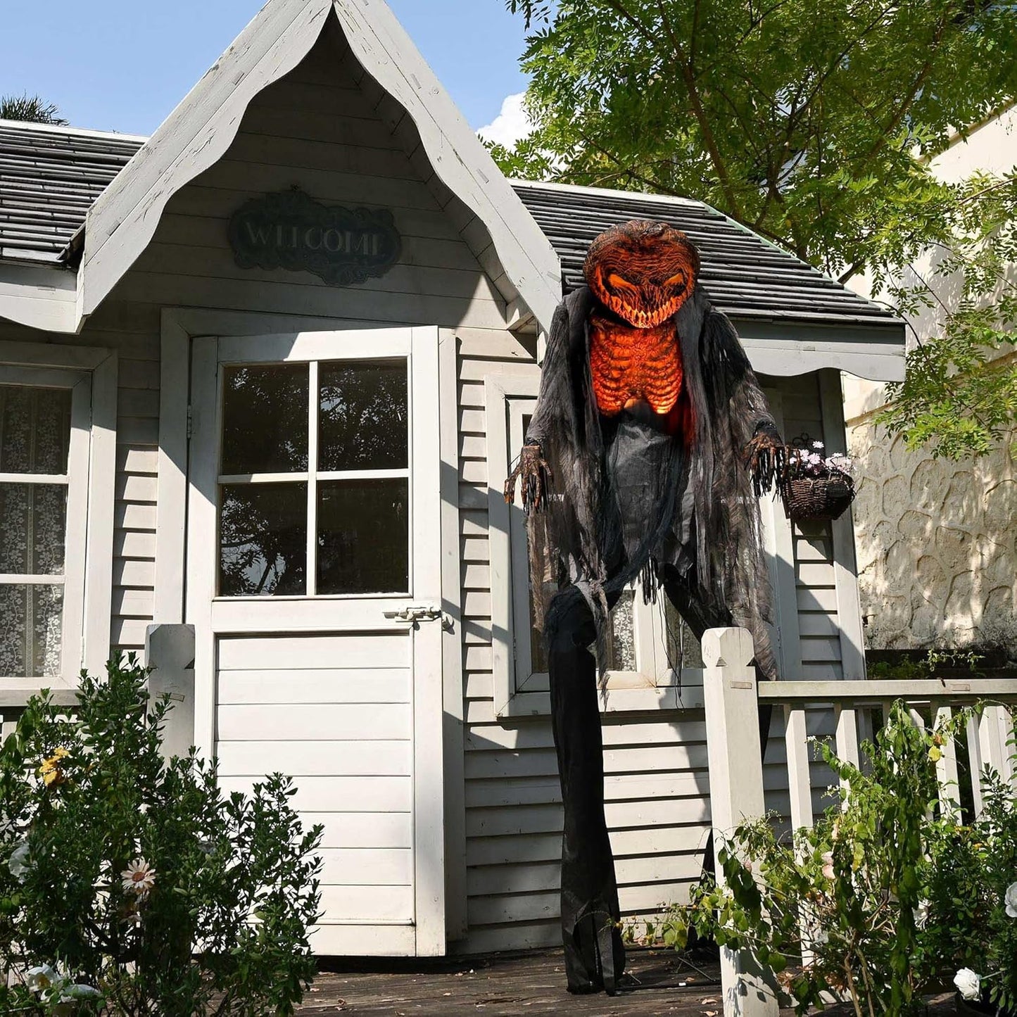 AW 7 Ft Scary Giant Large Animated Halloween Decorations Evil Monster Alien, Jack-O-Lantern Pumpkin Props, Horror Halloween Party Motion & Sound Activated Glowing Head 2025