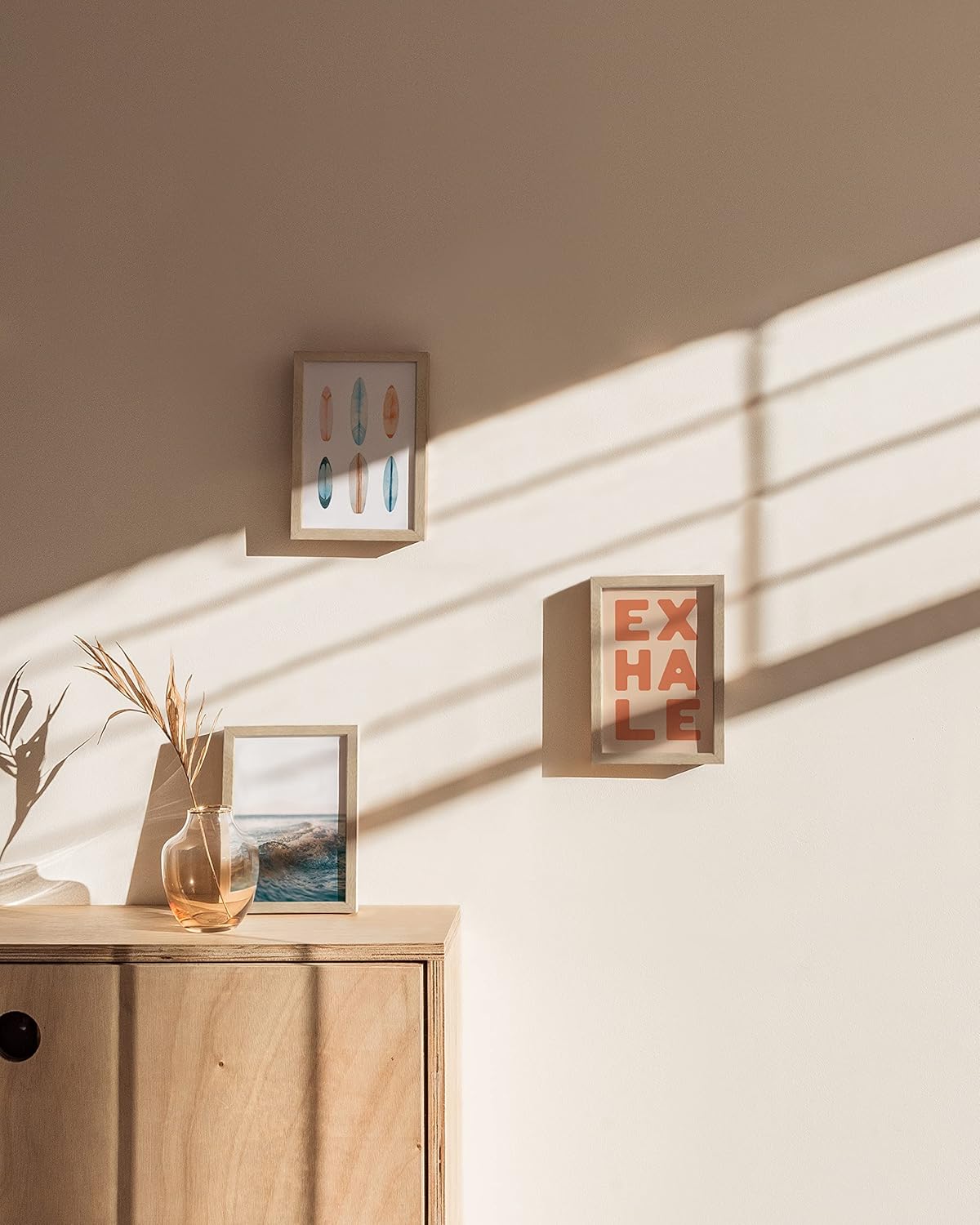 HAUS & HUES Solid Oak Wall or Tabletop Frame Set - Beige Gallery Frame With 4x6 Frames