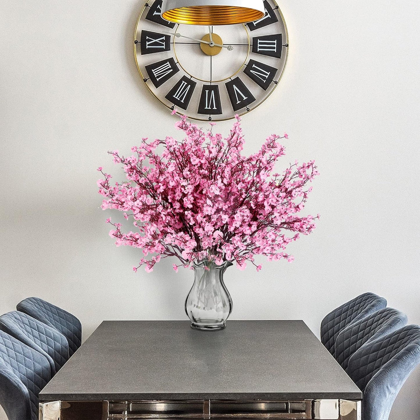 Sggvecsy 10 Pcs Babys Breath Artificial Flowers Gypsophila Bouquets Bulk Real Touch Fake Silk Flowers for Home Wedding DIY Floral Arrangement Kitchen Table Centerpiece Festival Decoration (Pink)