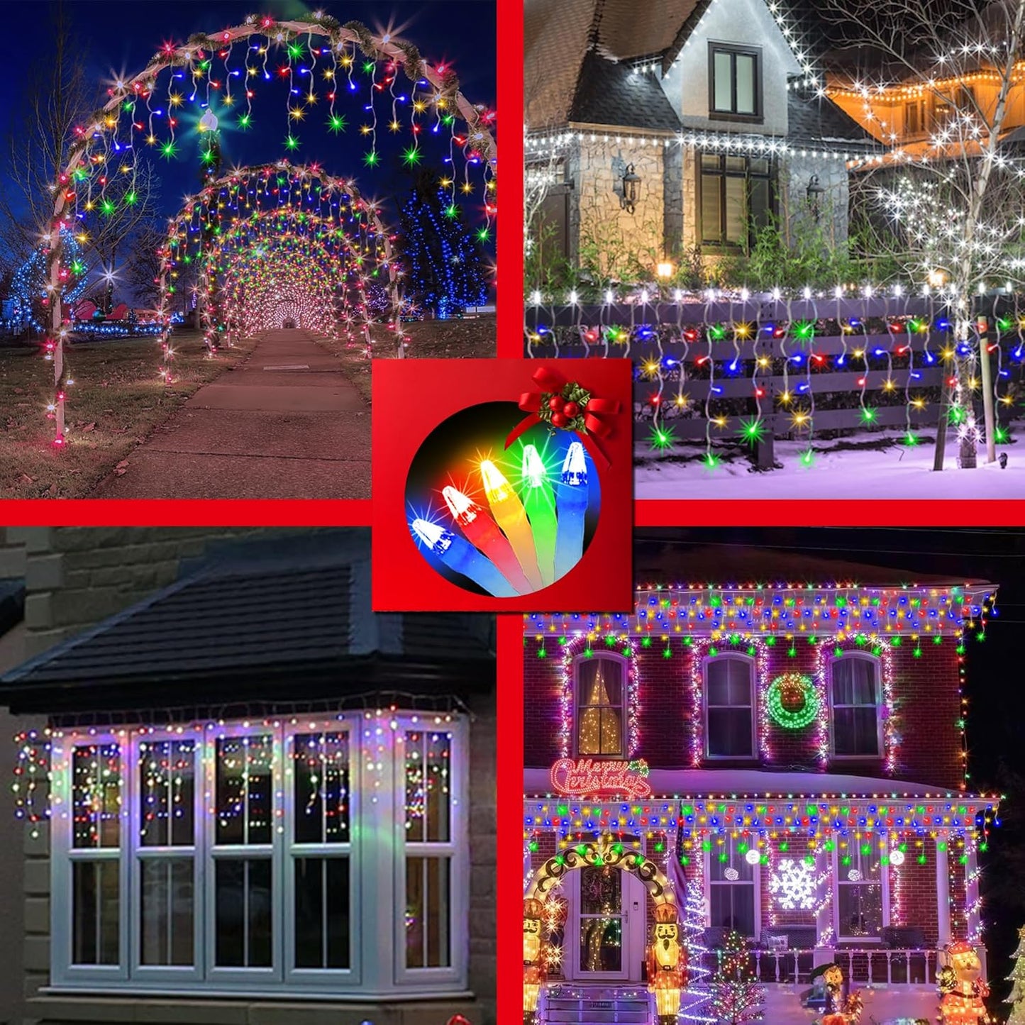 1620 LED Christmas Outdoor Lights with 360 Drops, 164ft Hanging Curtain Lights with 8 Modes Timer & Memory, Waterproof Christmas Fairy Lighs for House Roof Holiday Wedding Christmas Decor (Multicolor)