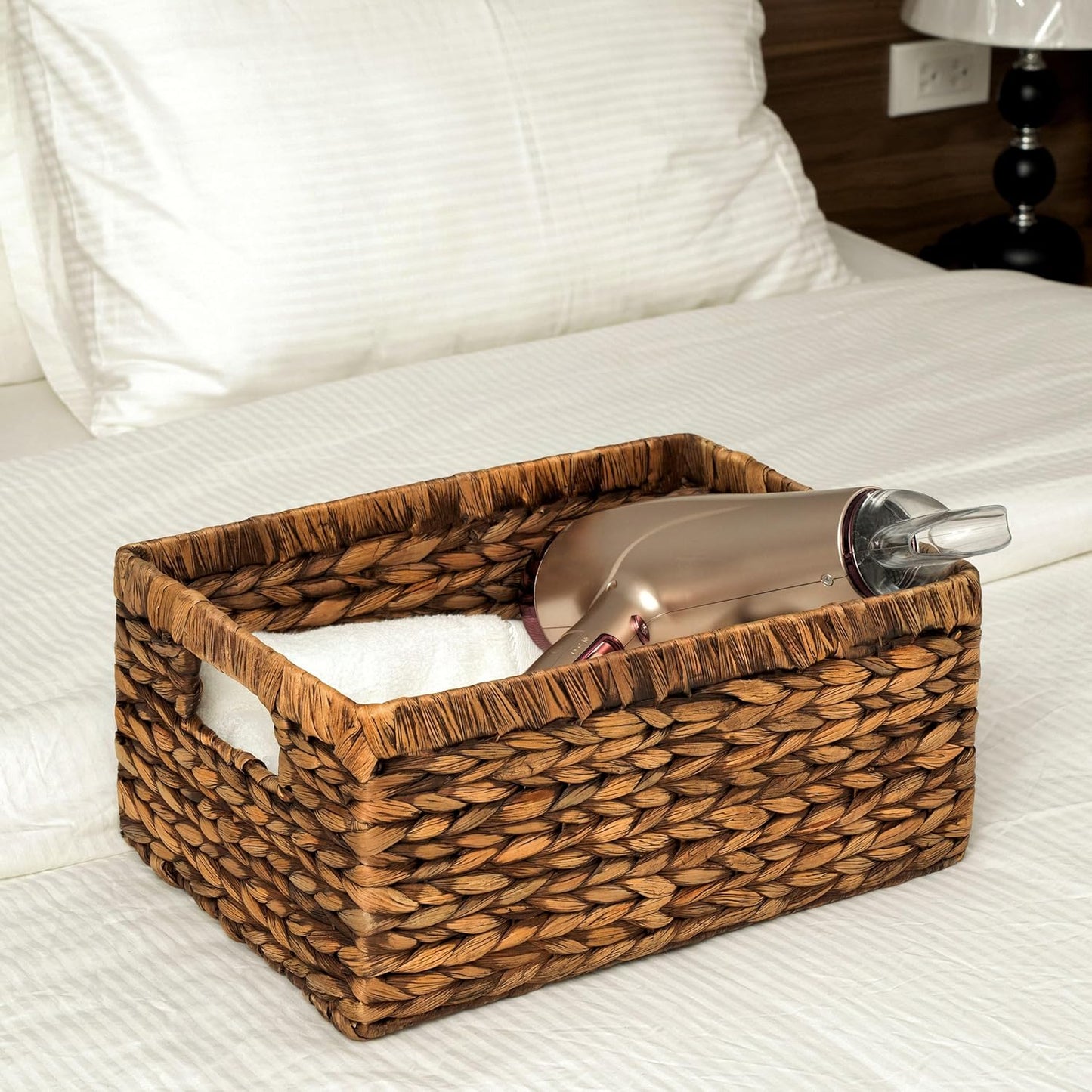 CENBOSS Wicker Baskets (Large, Brown Wash, 1PC) Rattan Storage Baskets for Shelves, Woven Seagrass Holder