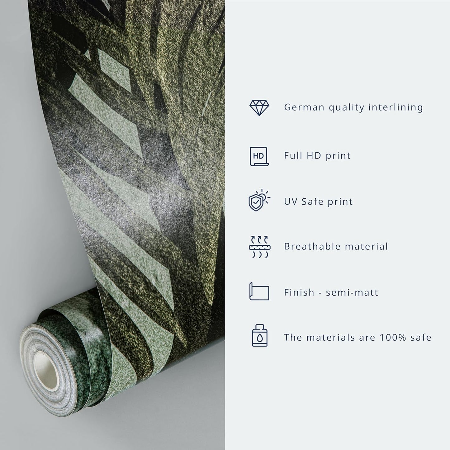 artgeist Wall Mural Hanging Leaves 177x124 in - Non-Woven Wallpaper Fleece Wall Decor Photo Print Picture Image Design Nature Botanical Concrete Green Like Painted b-C-10146-a-a