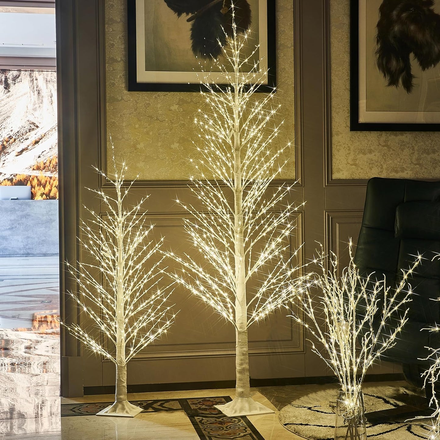 Fudios Lighted White Tree Willow 4FT 450 LED Fairy Lights, Christmas Artificial Tree Lights Plug in for Indoor Outdoor Holiday Decoration