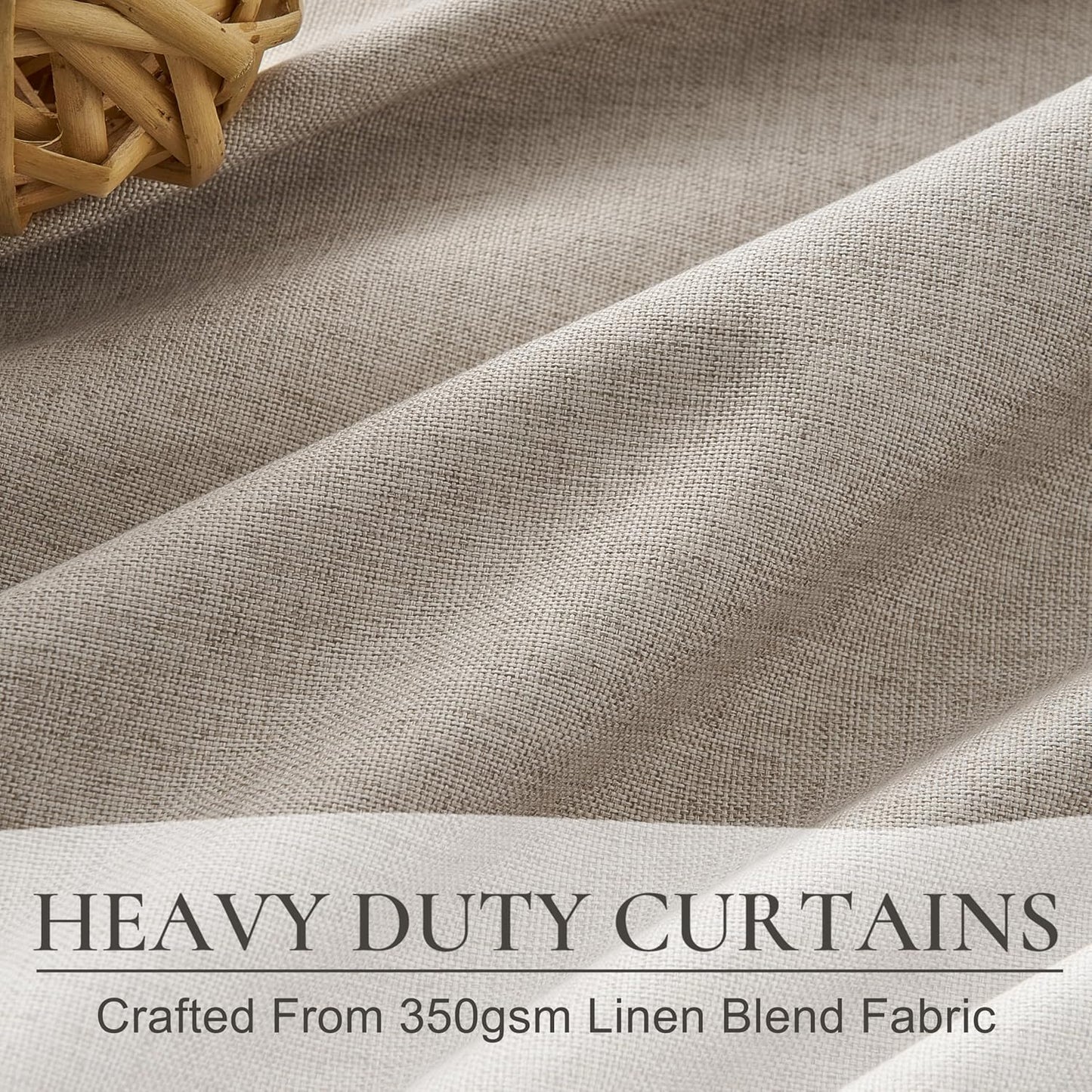 Grey Flax Beige 120 Inch Length Linen Pinch Pleated Viral Thick 10 ft Curtains Blackout & Drapes 2 Panels Set for Living Room, Tall High Ceiling Large Windows Bug with Memory Trained(40"Wx120"Lx2)