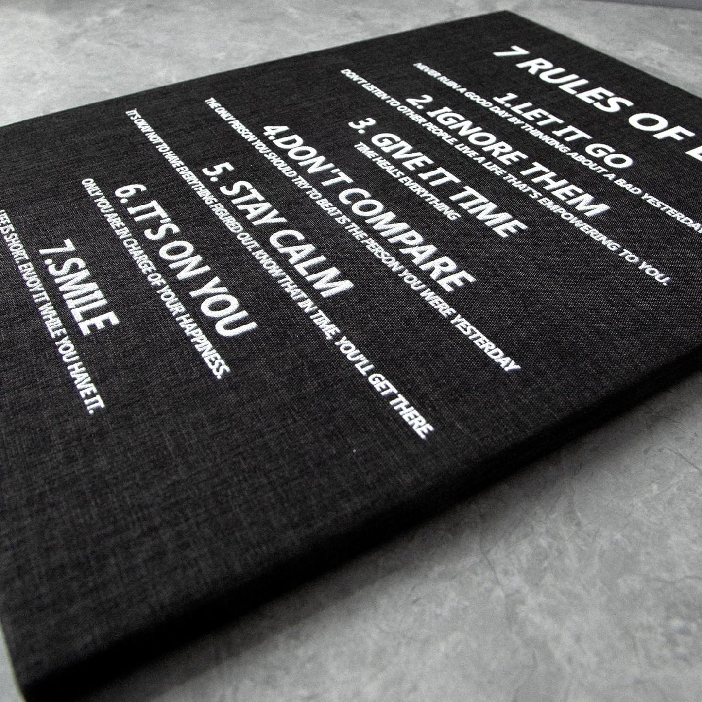 7 Rules of Life Wall Art Motivational Inspirational Poster Printed on Canvas Wall Decor for Living Room or Office Canvas Prints For Bedroom or Home Art Decoration Positive Wall Art for Office Ready to