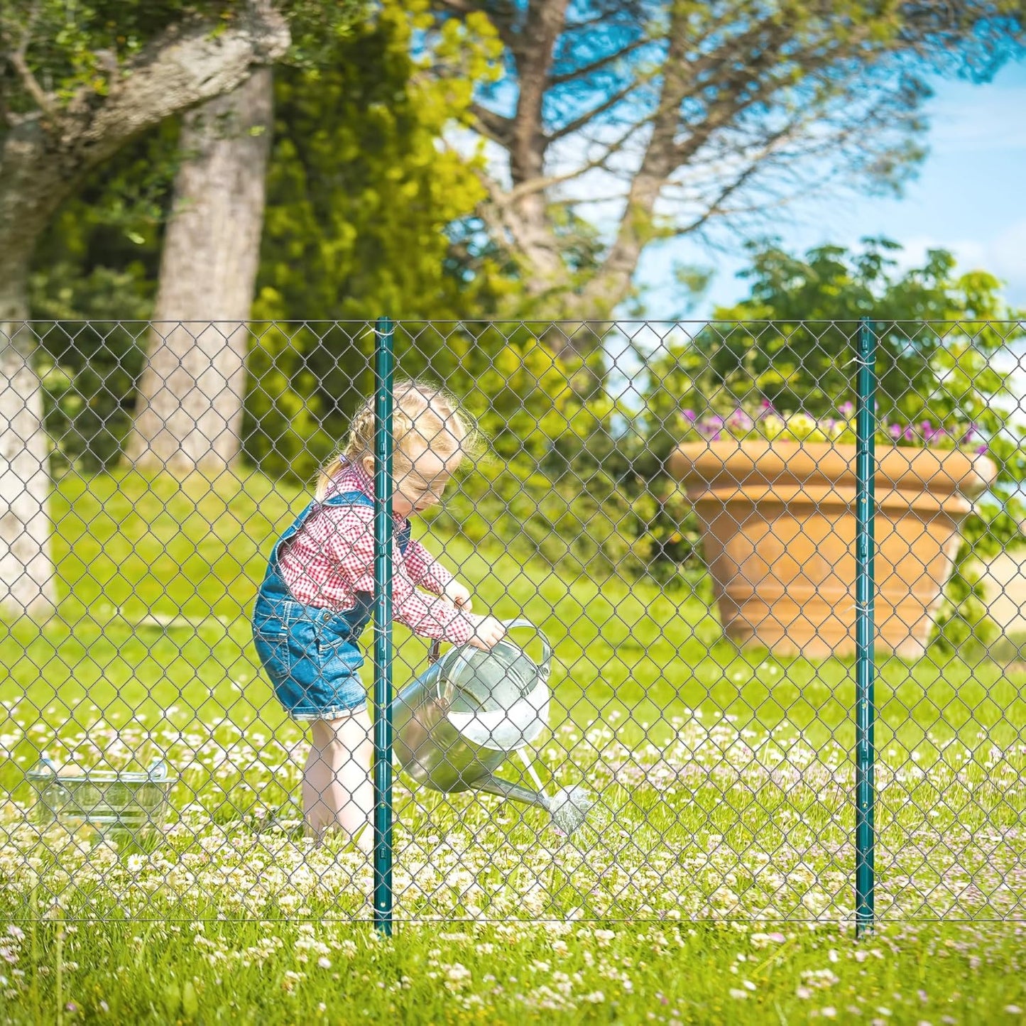 ARIFARO Fence Posts 4.8 Feet Sturdy Duty Metal Fencing Poles, Pack of 10, No Dig Garden U Post for Wire Fencing Steel Post for Yard, Outdoor Wire