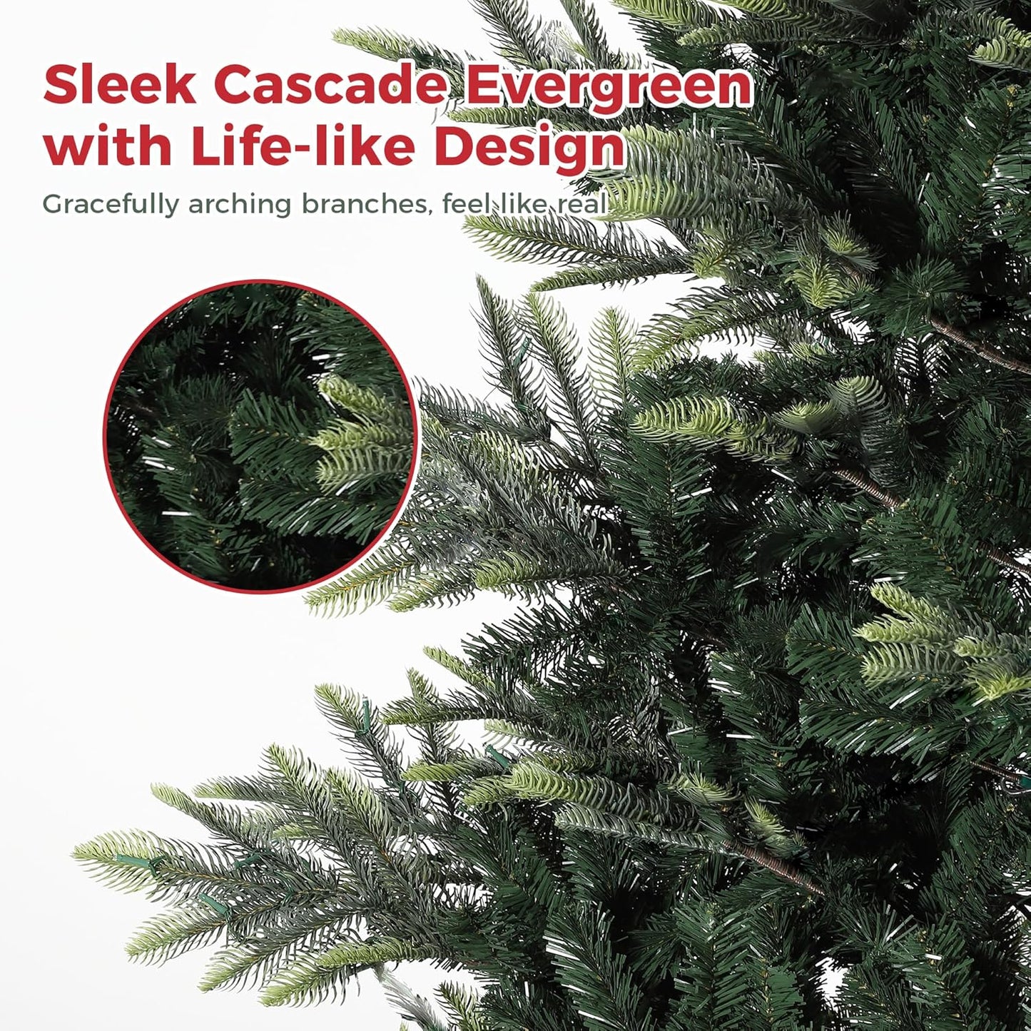 6.5ft Pre-lit Artificial Christmas Tree,Spruce Prelit Christmas Trees for Home,Office,Party Thickened PE&PVC Branch Tips & UL Listed Lights Incandescent Warm White,Fire-Resistant Automatic Branches