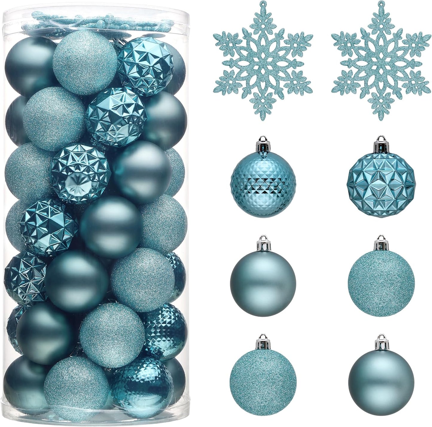 Valery Madelyn Christmas Tree Decorations Ornament Set for Fall Halloween, 50ct 2 Inches Light Blue Shatterproof Christmas Ball Ornaments Hanging Xmas Holiday Party Decor