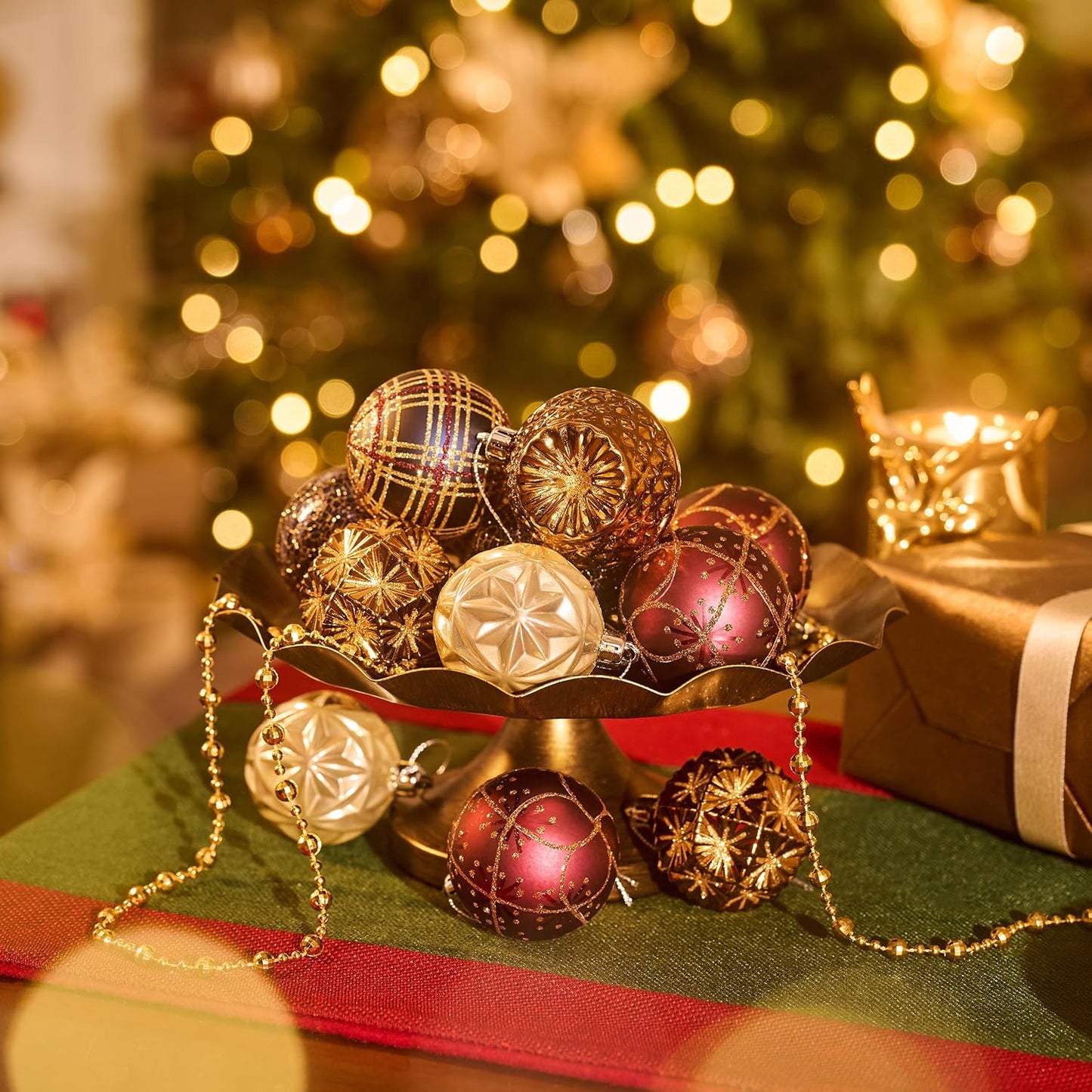 Valery Madelyn Ornaments for Christmas Trees, 16ct 2.36 Inches Bronze Copper Gold and Purple Shatterproof Christmas Tree Decorations, Luxury Hanging Ball Ornaments for Xmas Holiday Party Decor