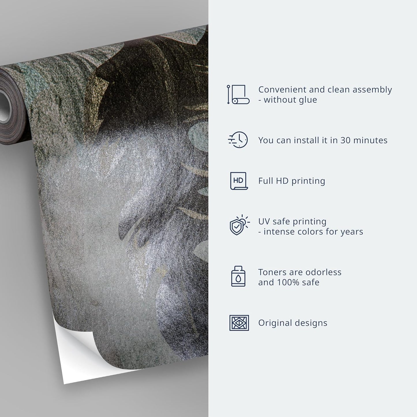 artgeist Wall Mural Leaves 135x101 in - XXL Peel and Stick Self-Adhesive Wallpaper Removable Large Sticker Foil Wall Decor Print Picture Image Design Palm Abstract Nature Botanical b-C-0855-a-a