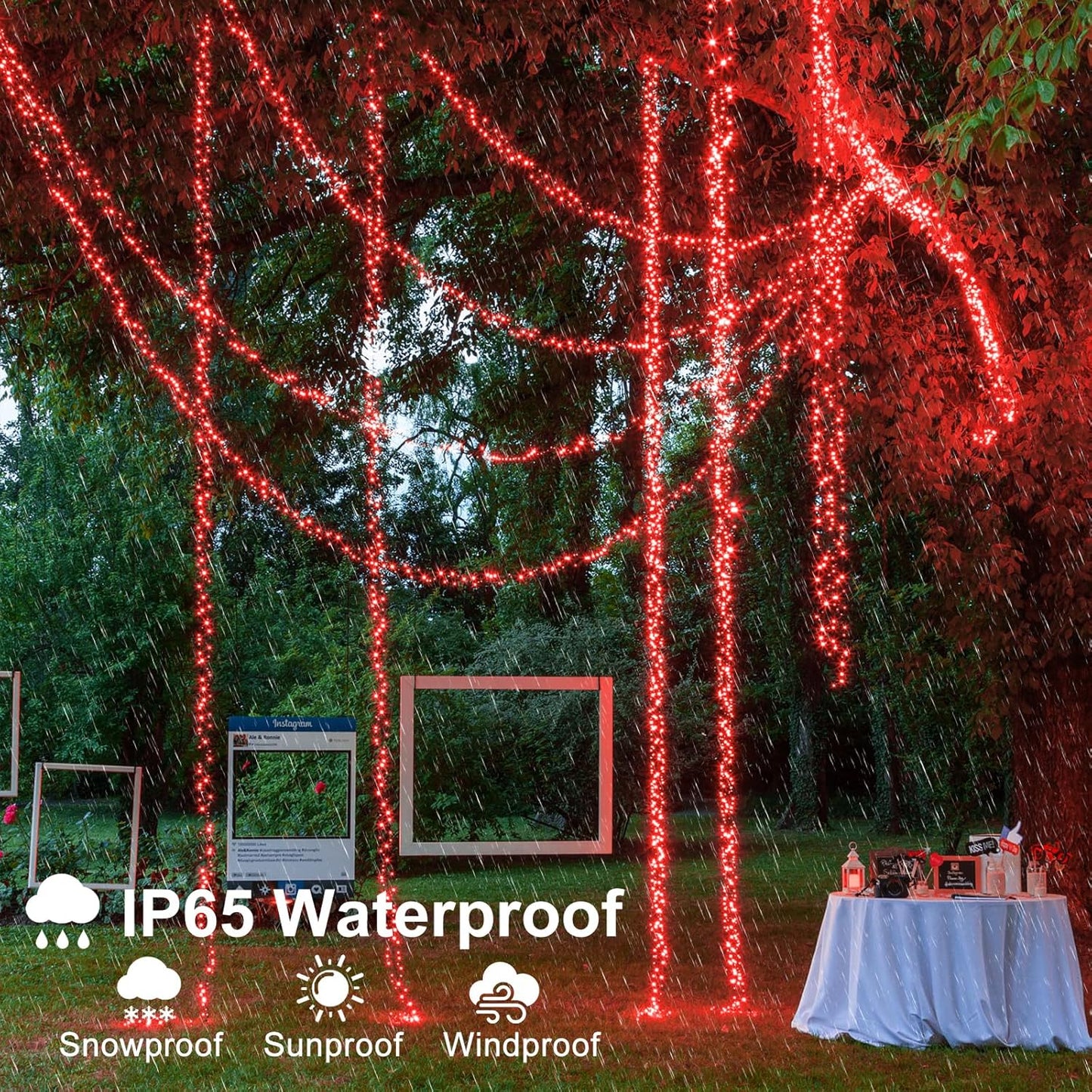 100FT 300 LED Christmas Lights Outdoor, Plug in Christmas Tree Lights with 8 Modes Waterproof, Plug in Green Wire String Twinkle Lights for Indoor Patio Wedding Party Decorations, Red