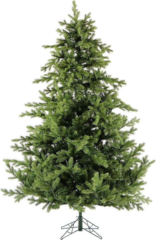 Fraser Hill Farm 7.5-Ft. Foxtail Pine Artificial Christmas Tree with Stand and No Lights, Unlit Foldable Fake Christmas Tree with Realistic Foliage for Home Decoration