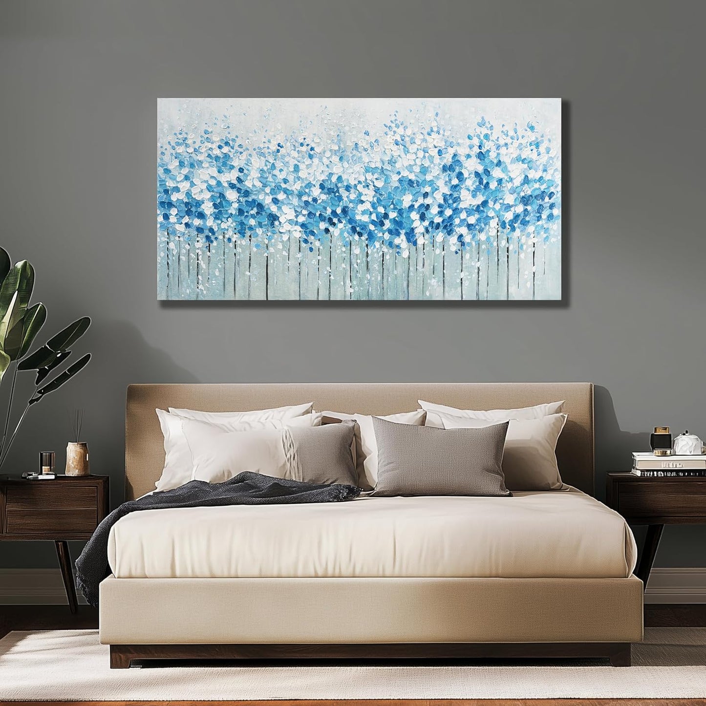Belmrxne Large Abstract Wall Art Blue and White Wall Decor Maximalist Artwork Modern Aesthetic Canvas Painting for Living Room Bedroom Dining Room Office Home Decor 30x60 inch