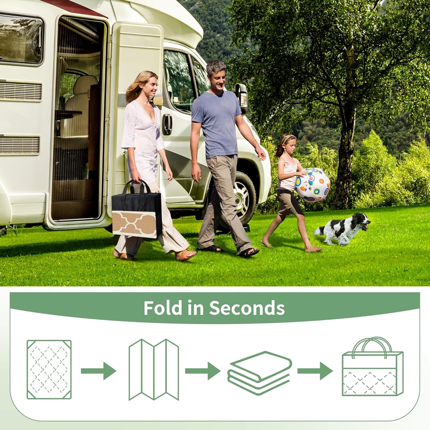 GENIMO 9' x 12' Outdoor Rug for Patio Clearance, Waterproof Indoor Outdoor Plastic Straw Rugs Carpet, Reversible Outside Area Rv Mat for Camping, Balcony Porch, Deck, Picnic, Beach (Brown & Beige)