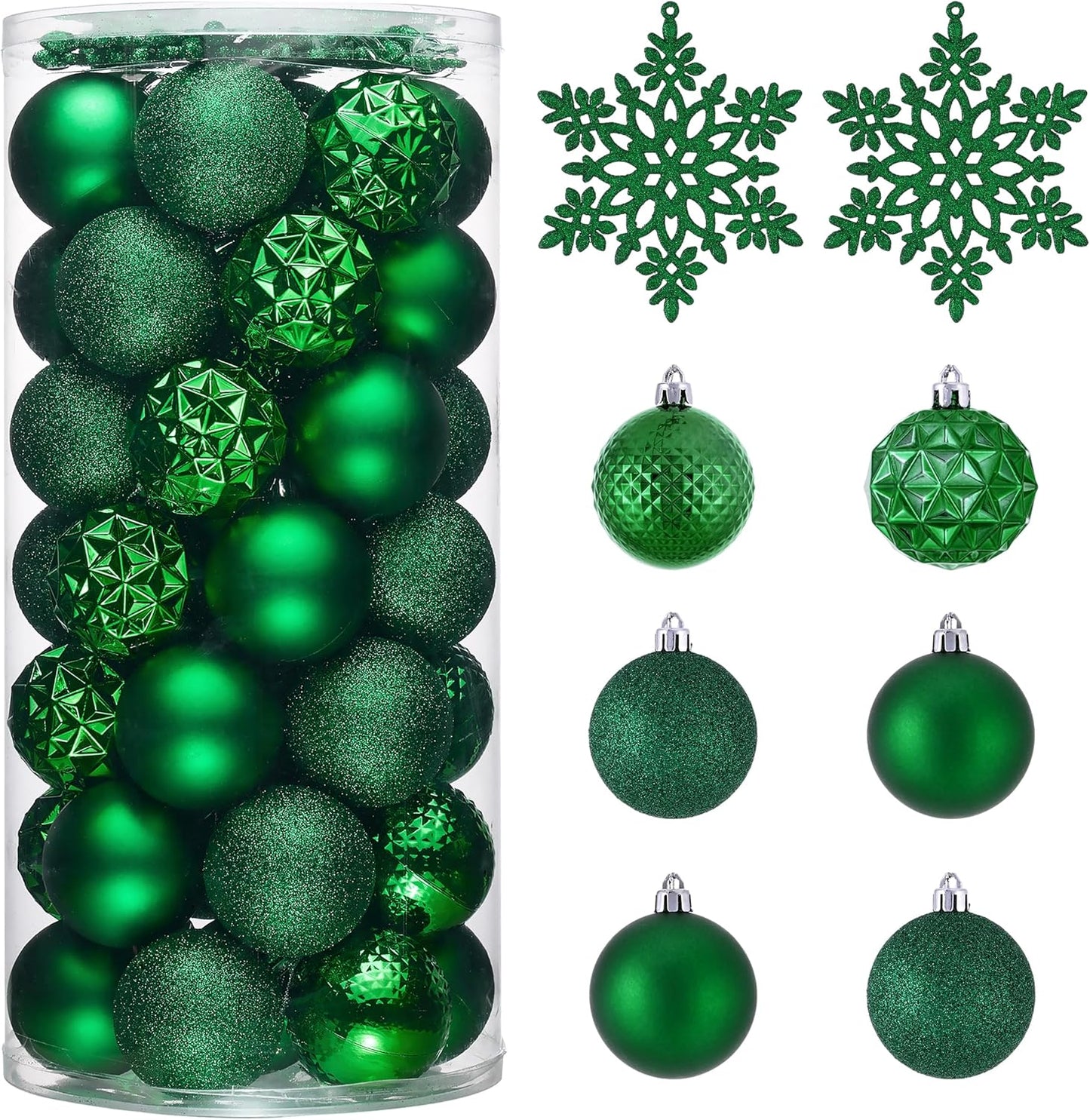 Valery Madelyn Christmas Tree Decorations Ornament Set for Fall Halloween, 50ct 2 Inches Emerald Green Shatterproof Christmas Ball Ornaments Hanging Xmas Holiday Party Decor