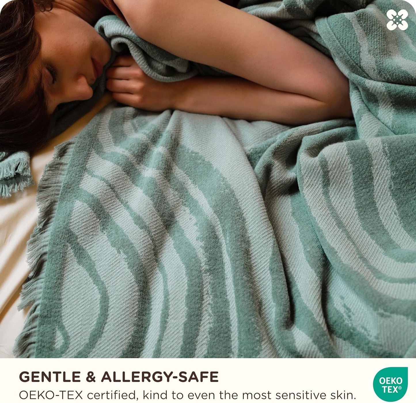 Bedsure 100% Cotton Throw Blanket for Couch - Chenille Woven Textured Blanket Gifts for Women, Cozy and Soft for All Seasons, Home Decor Boho Throw for Bed, Sofa, Aqua Gray, 50x60 Inches