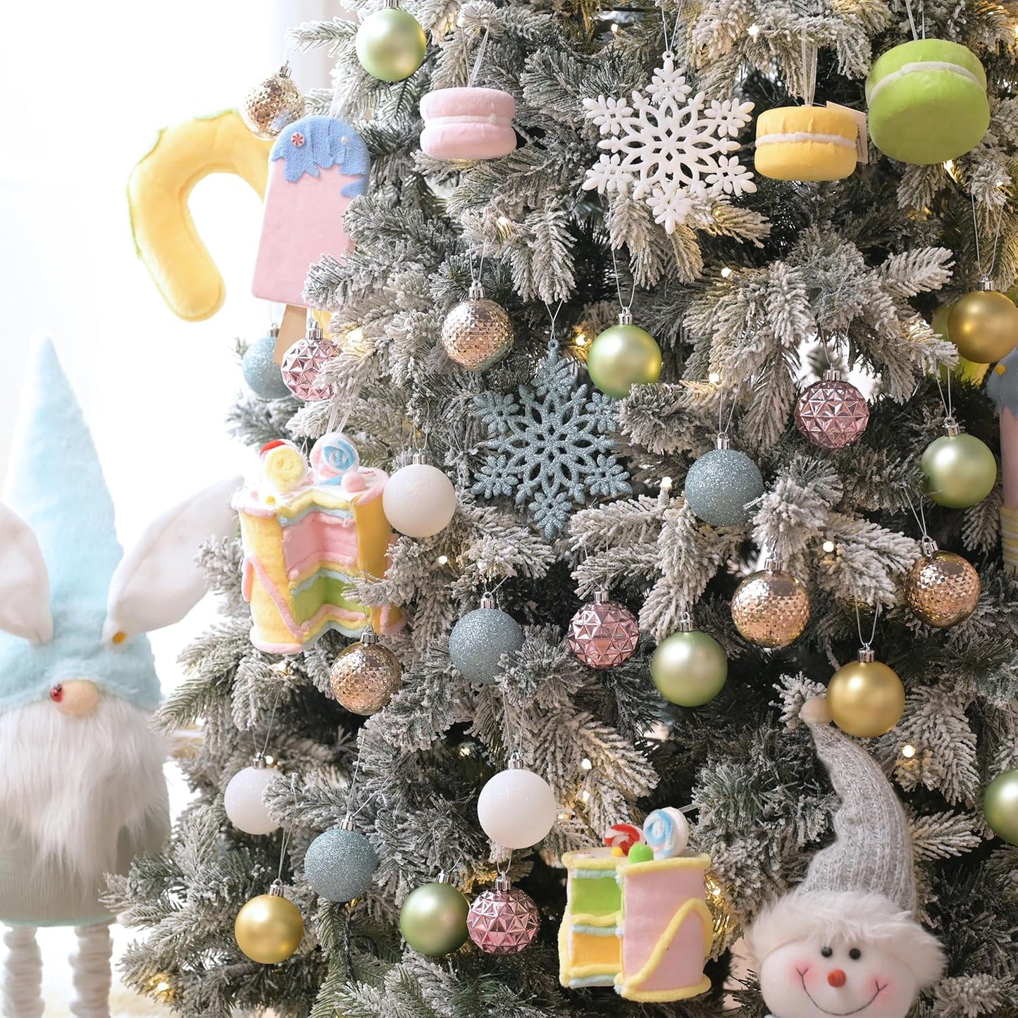 Valery Madelyn Christmas Tree Decorations Ornament Set for Fall Halloween, 50ct 2.36 Inches Pastel Colorful Shatterproof Christmas Ball Ornaments Hanging Xmas Holiday Party Decor