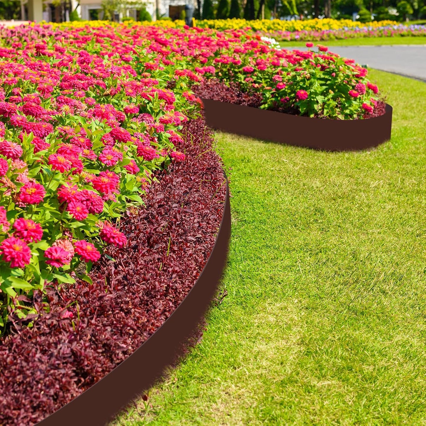 6 Inch Tall 66 ft Length No Dig Landscape Plastic Edging Kit with Hammer Spikes Plastic Garden Flower Bed Edging Landscape Edging Border for Gardens Border Lawn Grass Yard (Brown)