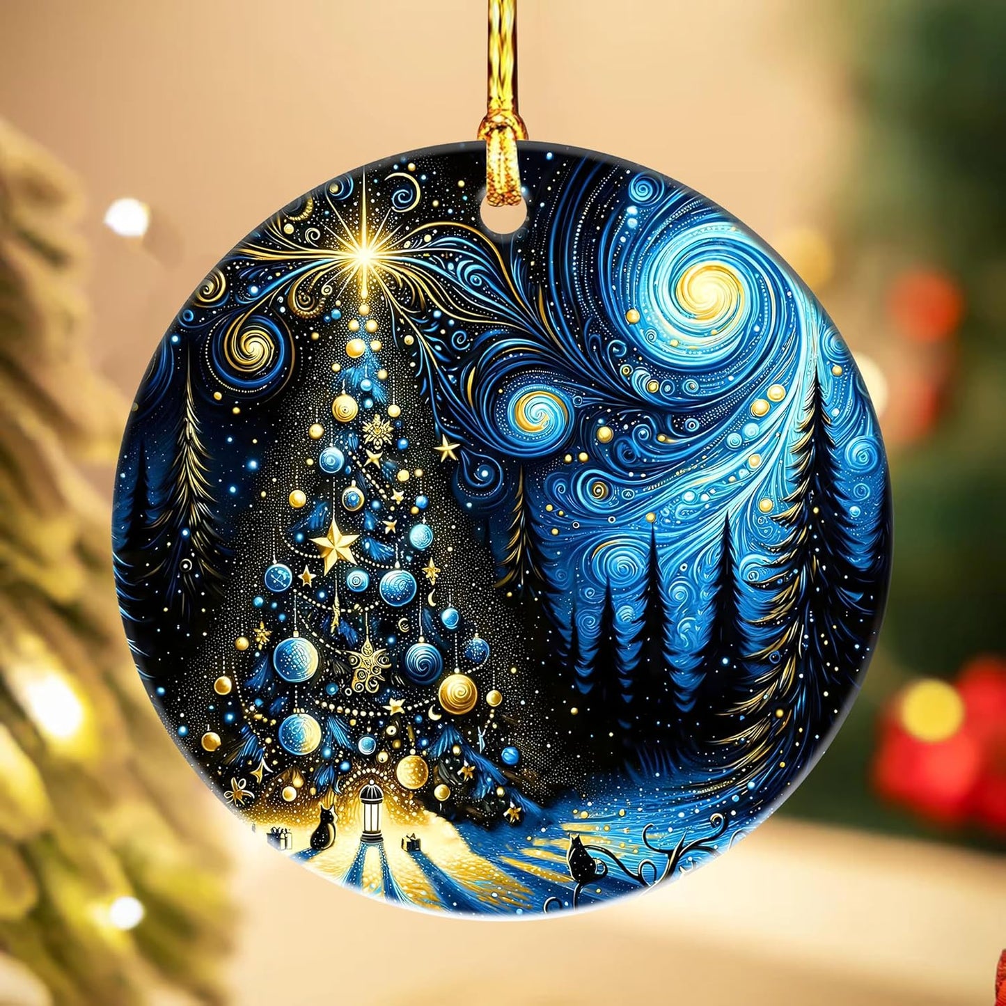 Jabihome Christmas Ornaments 2025, Exchange for Women, Men, Collectible Dated Year Ornaments for Tree, Unique Acrylic Suncatcher, Printed Stained Glass Effect Decor (Starry Tree)