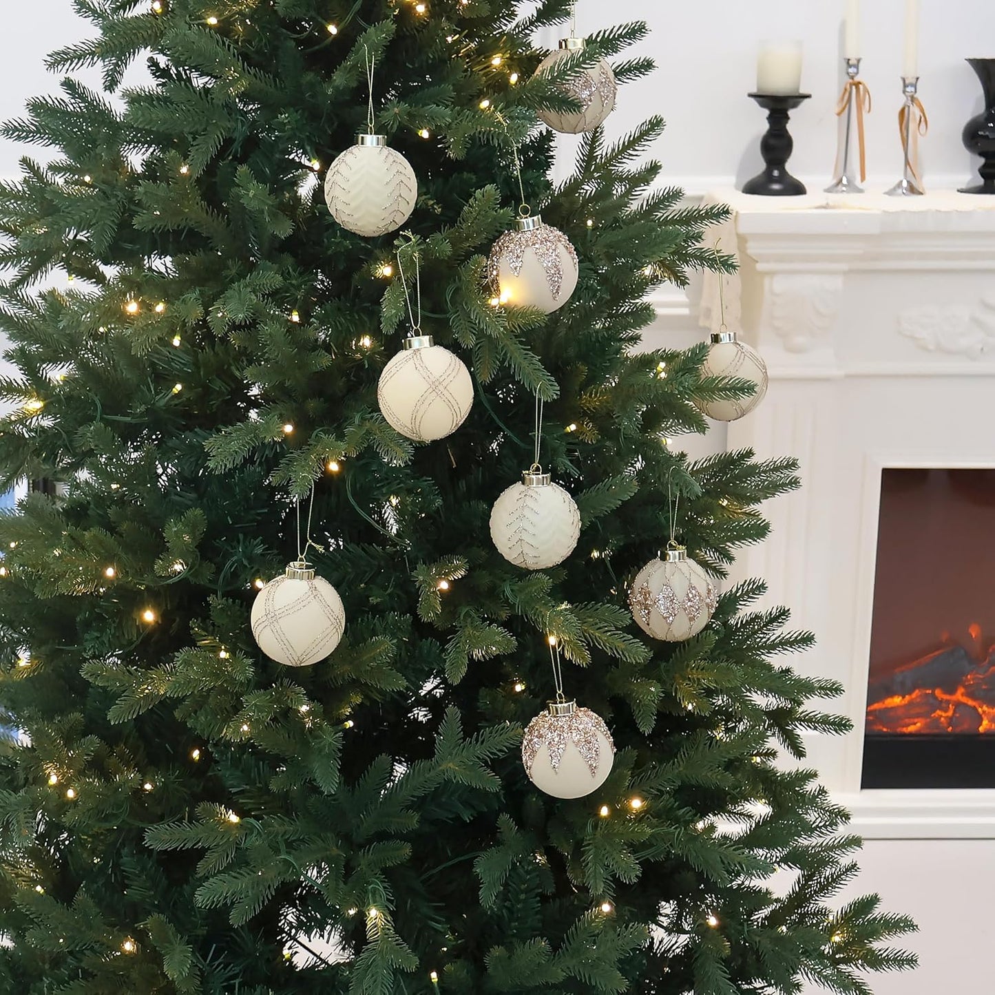 20PCS Velvet Ornaments for Christmas Tree, 2.36INCH Glitter Flocked Christmas Ornaments Decorations Balls Set Decor