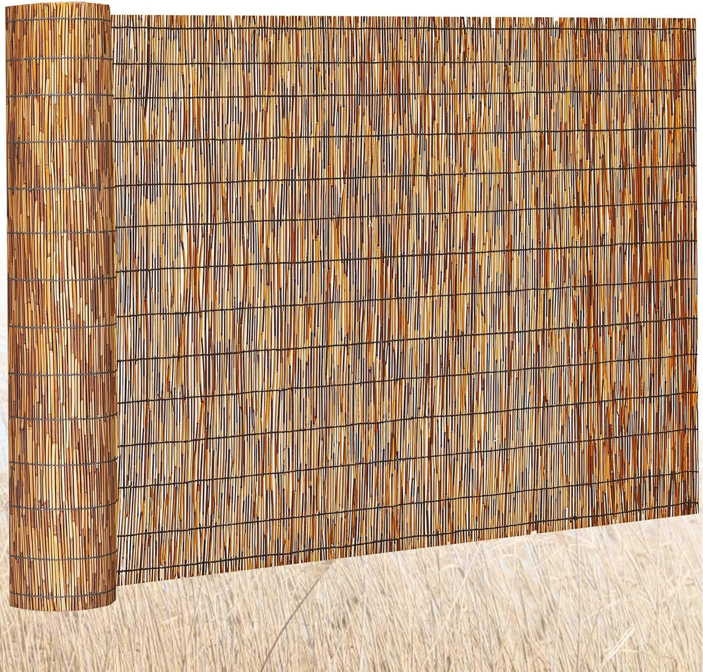 Barydat 1 Pcs 6 x 16.4 ft Bamboo Privacy Screen, Reed Fence Roller Patio Decorative Fences Reed Screen Curtain for Garden Backyard Patio Balconies