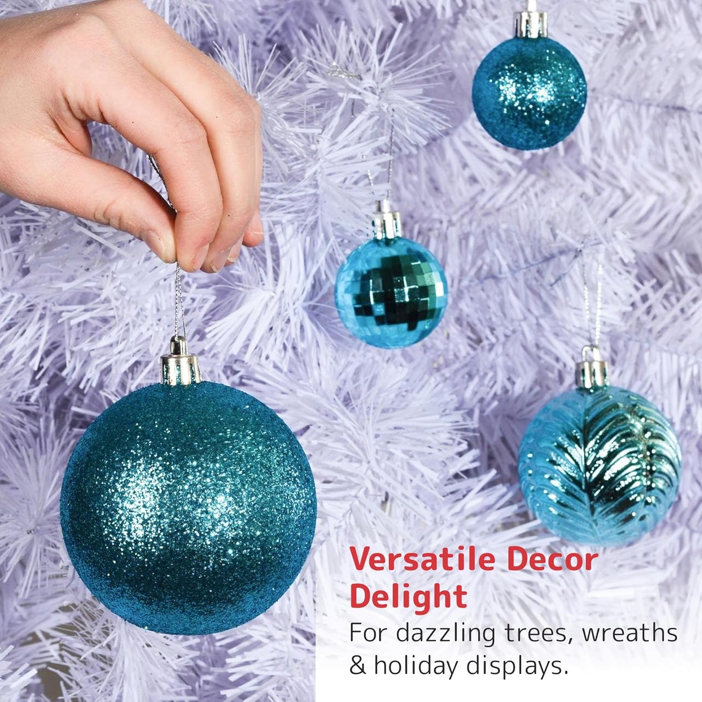 Prextex Christmas Tree Ornaments - Blue Christmas Ball Ornaments Set for Christmas, Holiday, Wreath & Party Decorations (36 pcs - Small, Medium, Large) Shatterproof