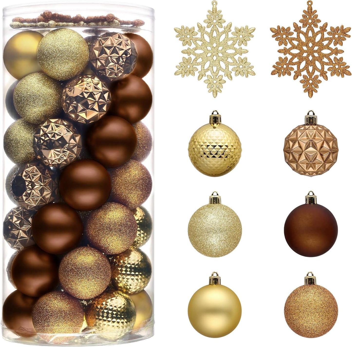 Valery Madelyn Christmas Tree Decorations Ornament Set for Fall Halloween, 50ct 2.36 Inches Bronze Copper Gold Shatterproof Christmas Ball Ornaments Hanging Xmas Holiday Party Decor