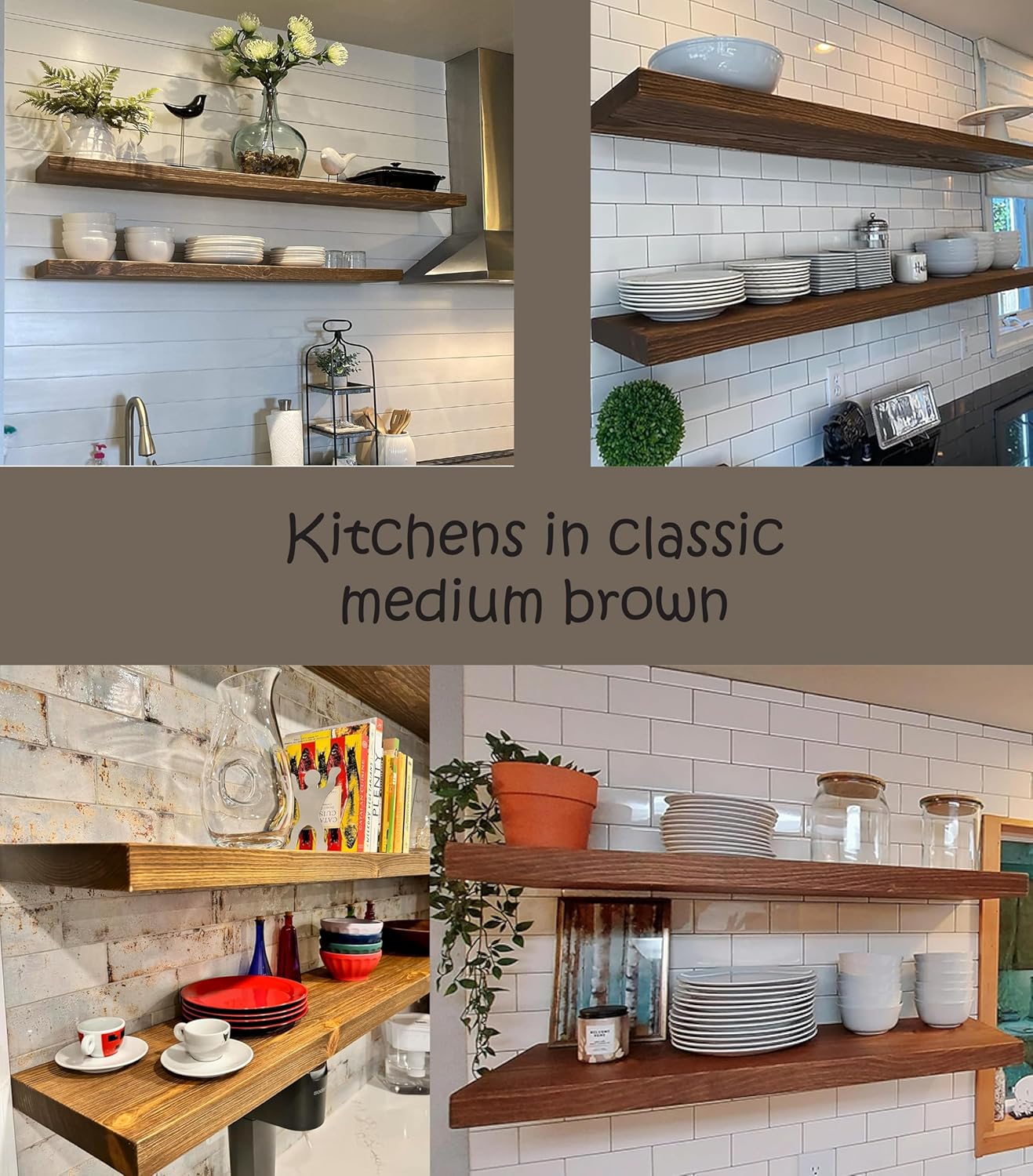 joelsantiques 72 Inch Wooden Floating Shelves for Wall - 72x12x2 in - Made of Natural Wood - Long Heavy Duty Wall Shelves for Bedroom - Perfect for Living Room, Kitchen - Medium Brown