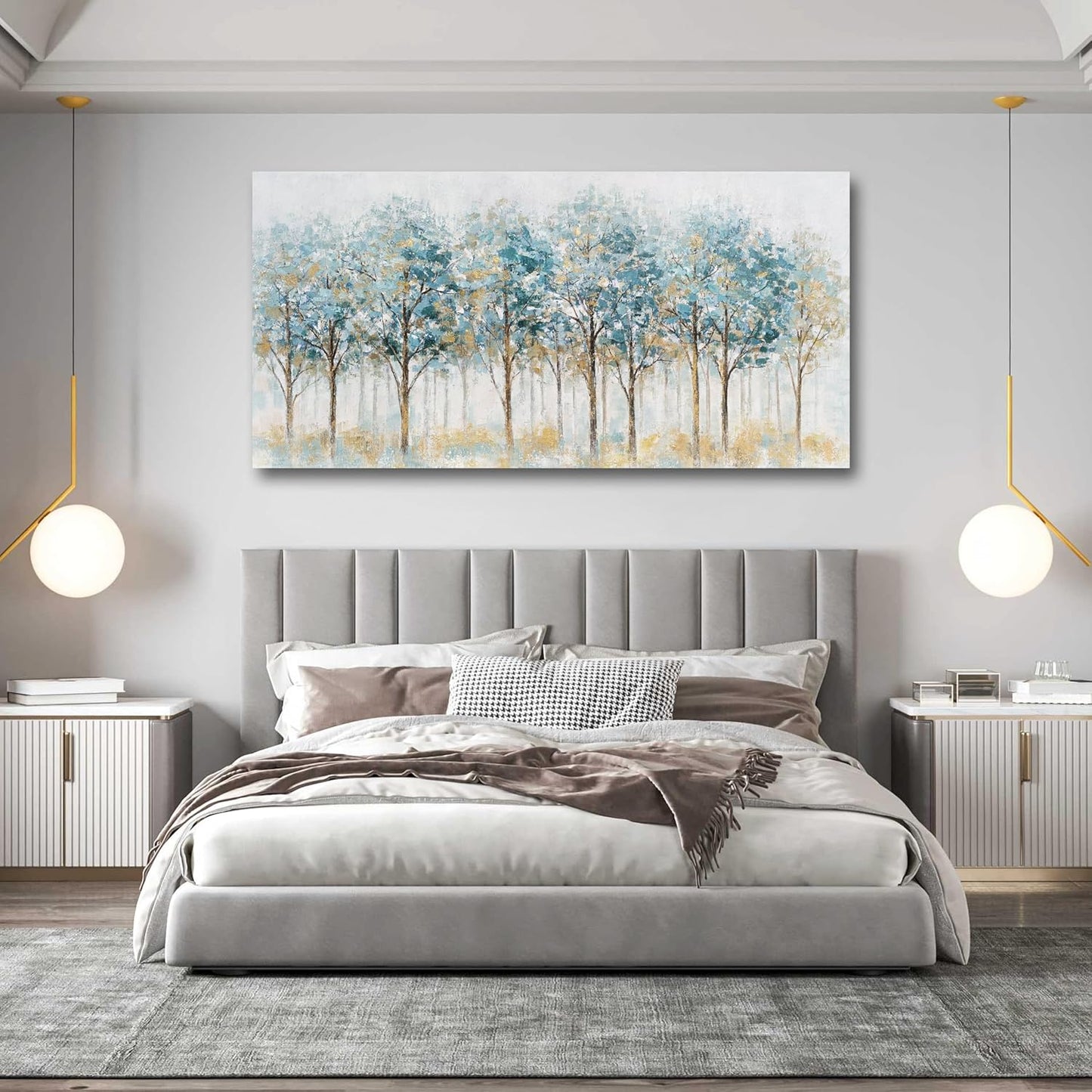 Belmrxne Tree Wall Art Blue and Black Wall Decor Trendy Canvas Painting Designer Artwork for Living Room Bedroom Dining Room Office Home Decor 24x48 inch