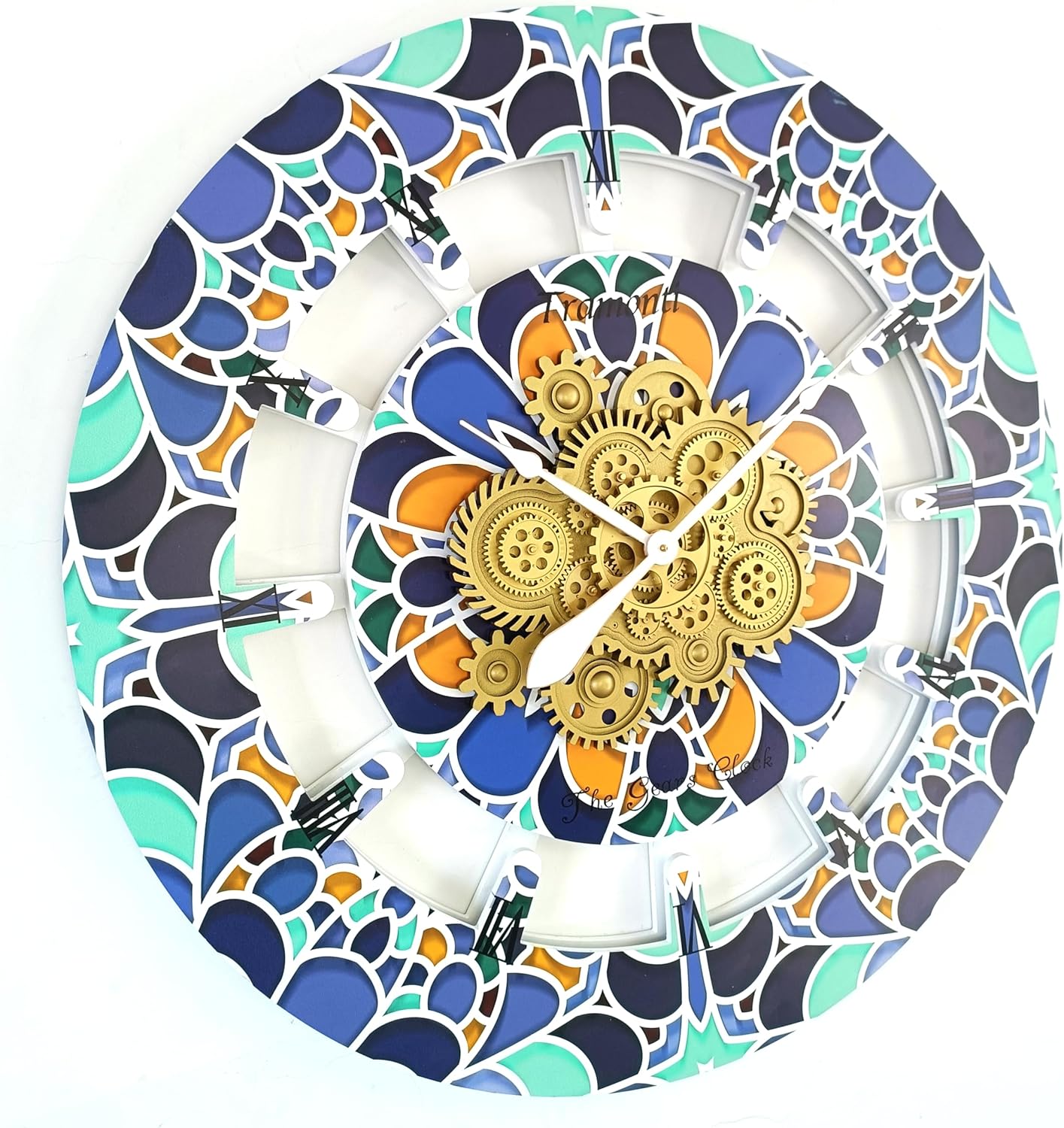 The Gears Clock Wall Clock Italy Collection with Moving Gears (Tramonti, 36 inch Round)